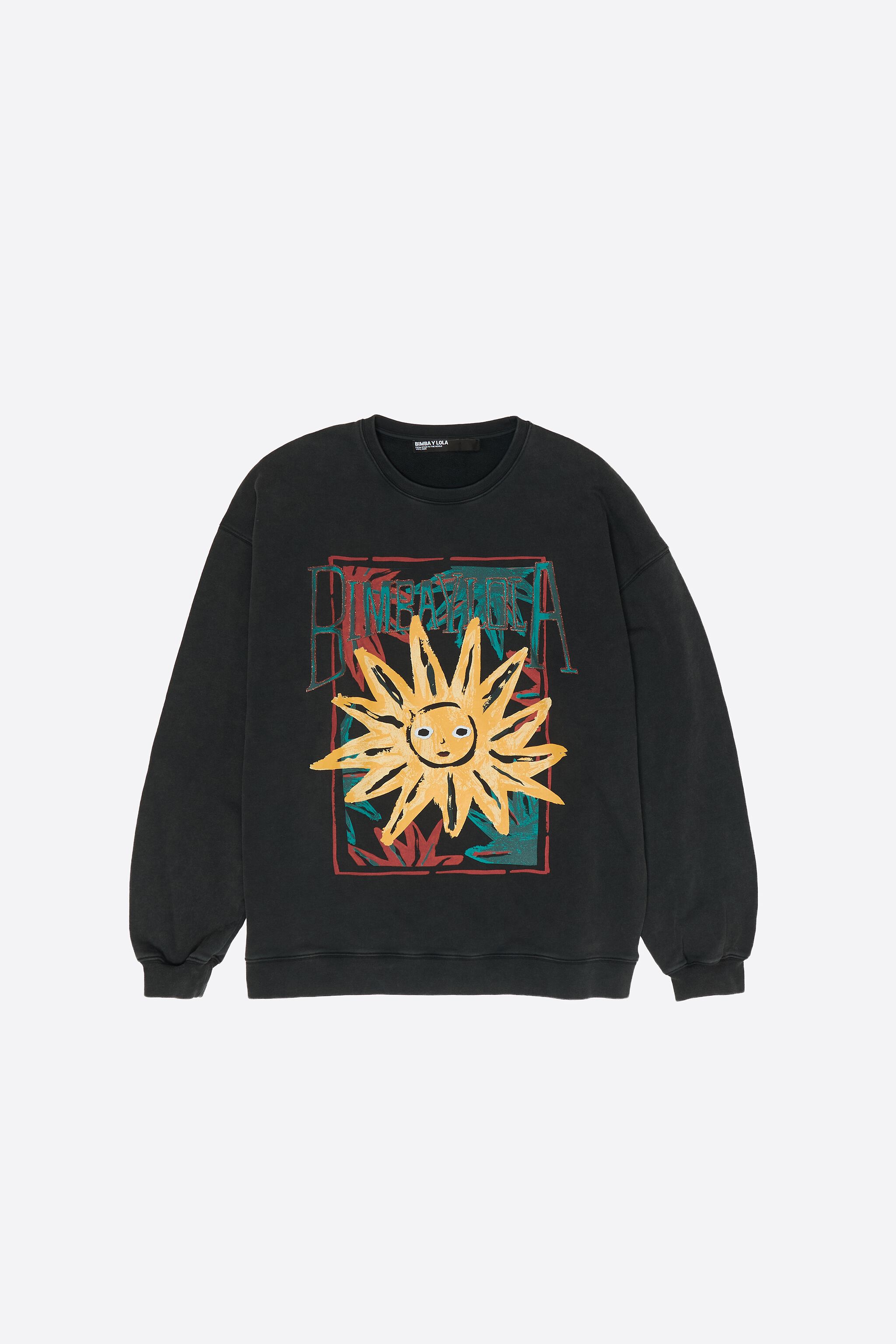 Sudadera con logo de sol negro desvanecido
