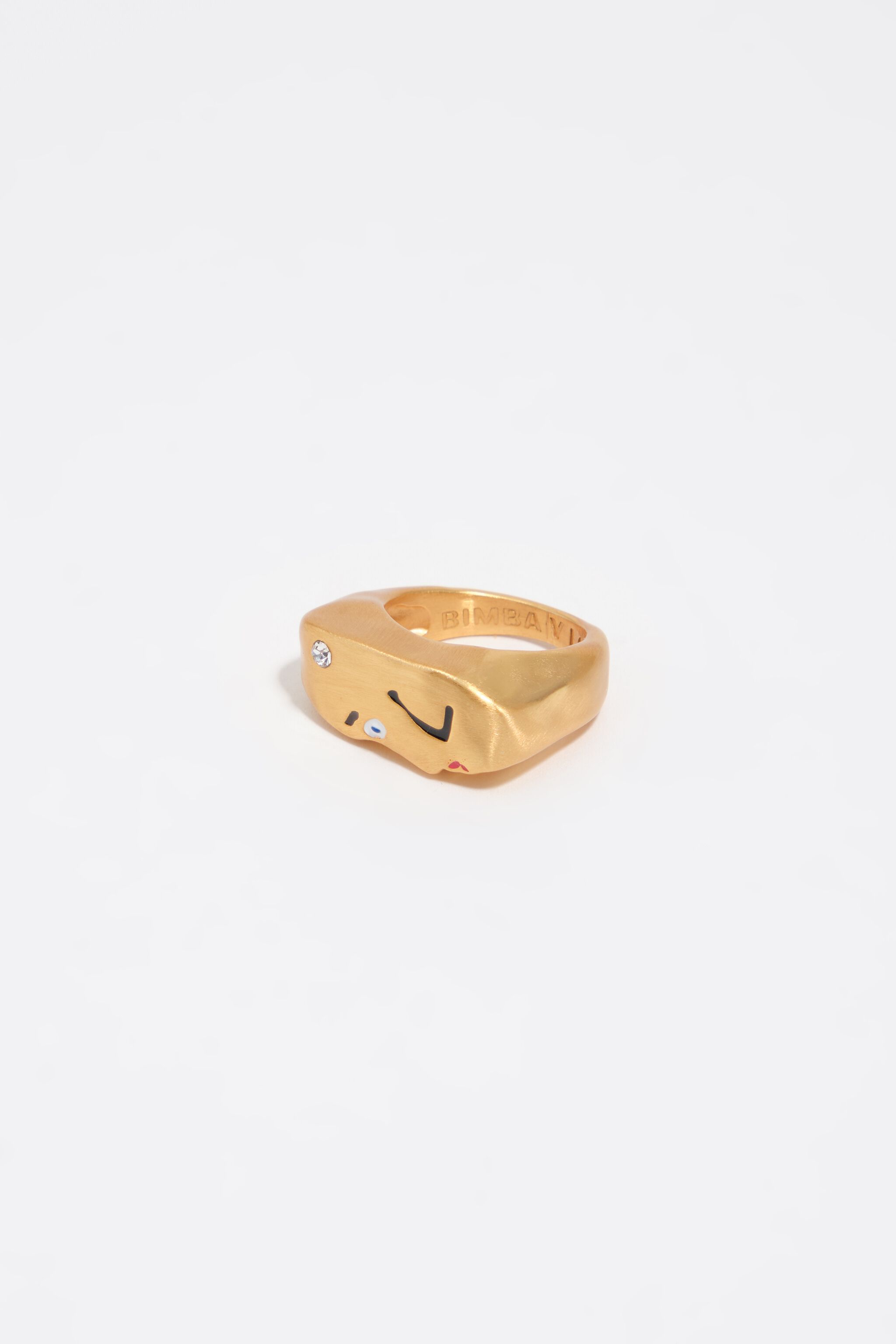 Anillo facial y de cristal en dorado mate