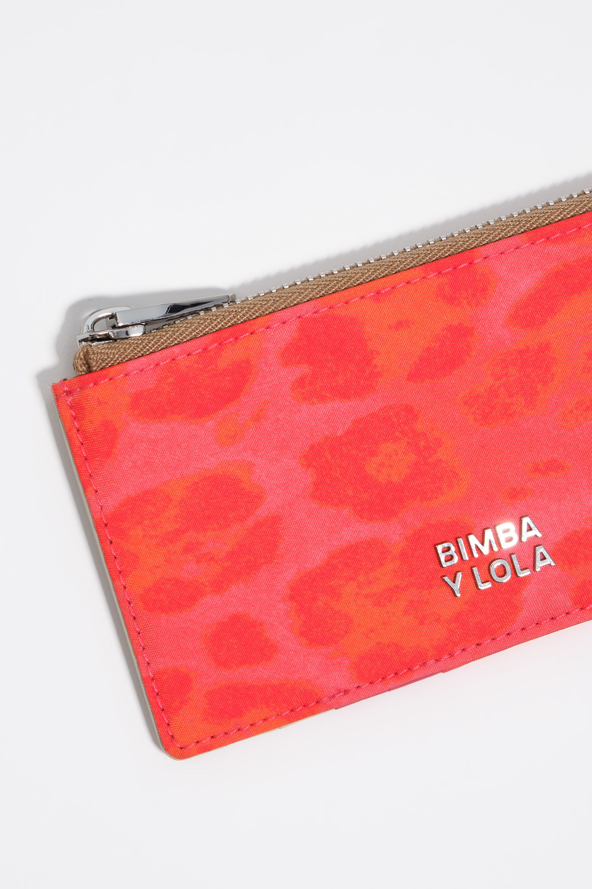 Porta tarjetas y monedero de nailon con estampado de leopardo rosa