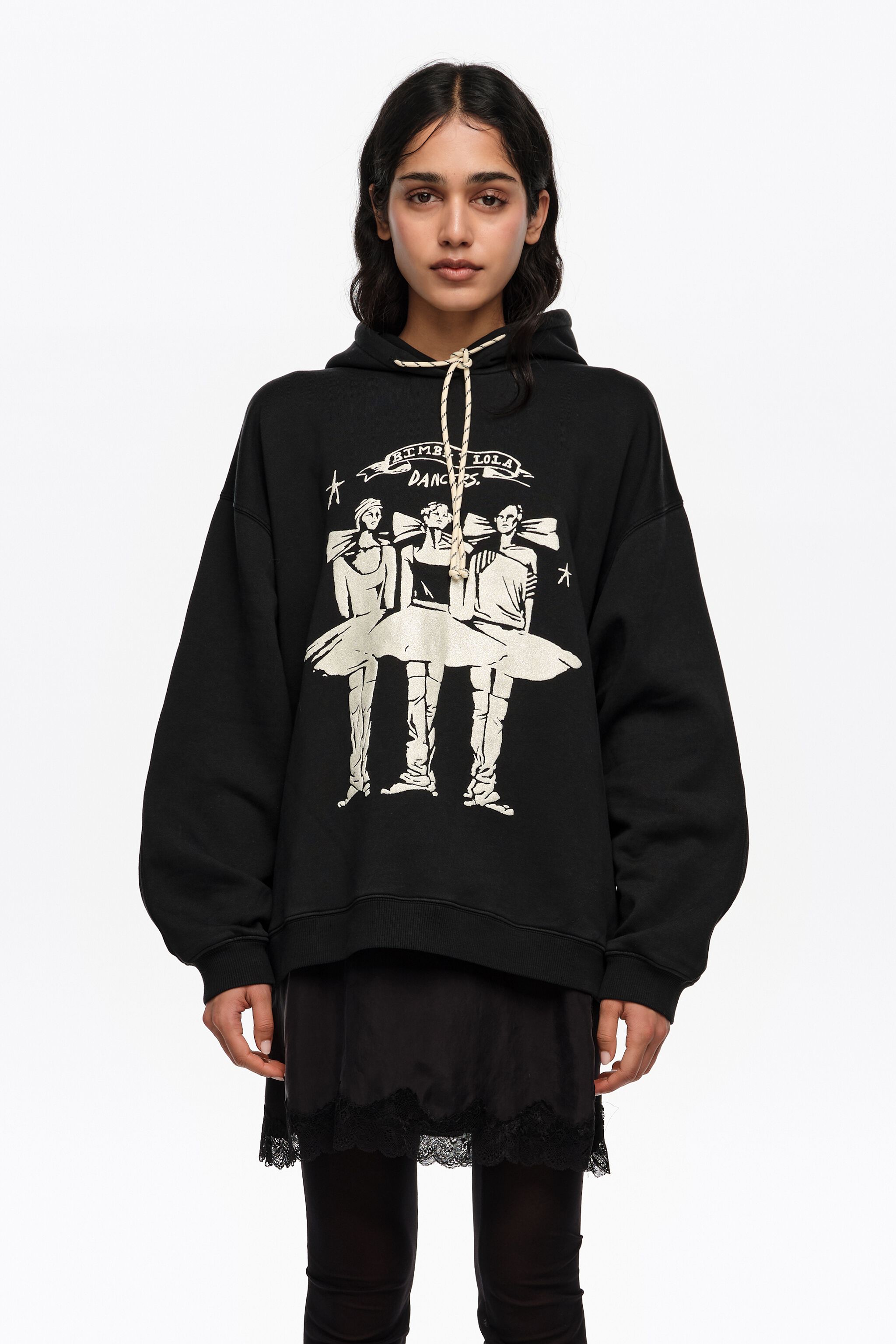 Sudadera con capucha con logo de Dancers lavada en negro