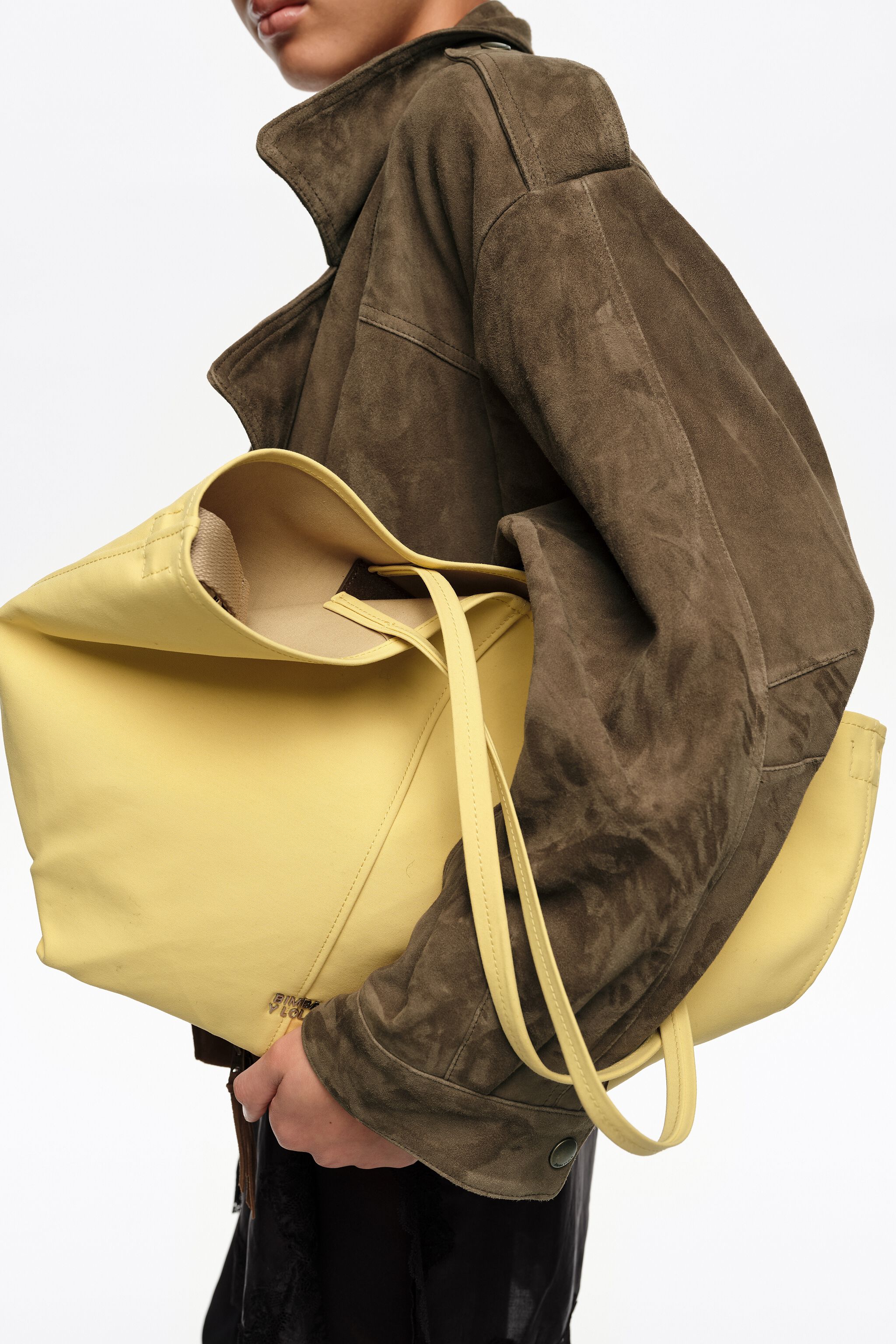 Bolso bandolera de gabardina de plátano grande