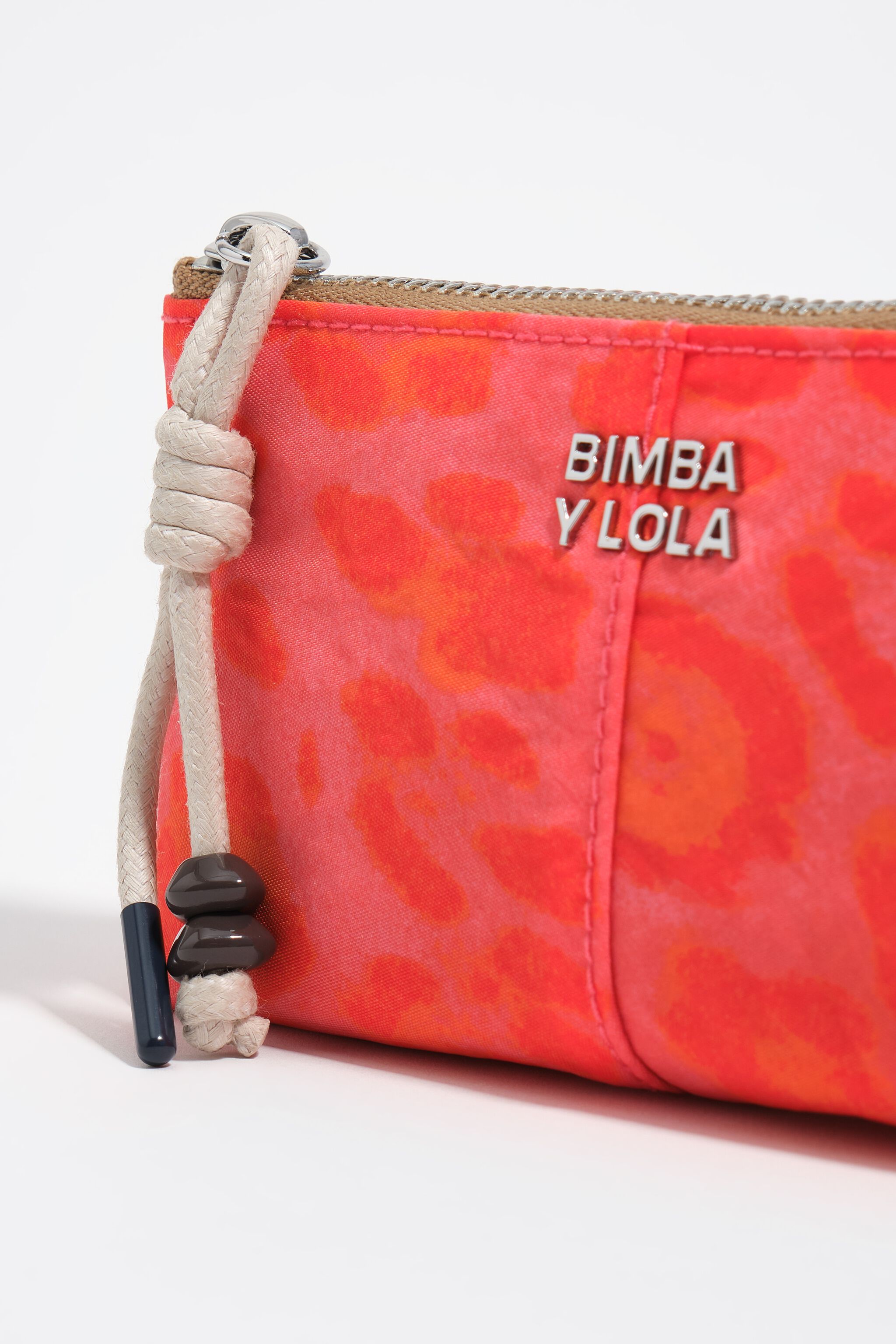 Billetera de monedas de nailon con estampado de leopardo rosa