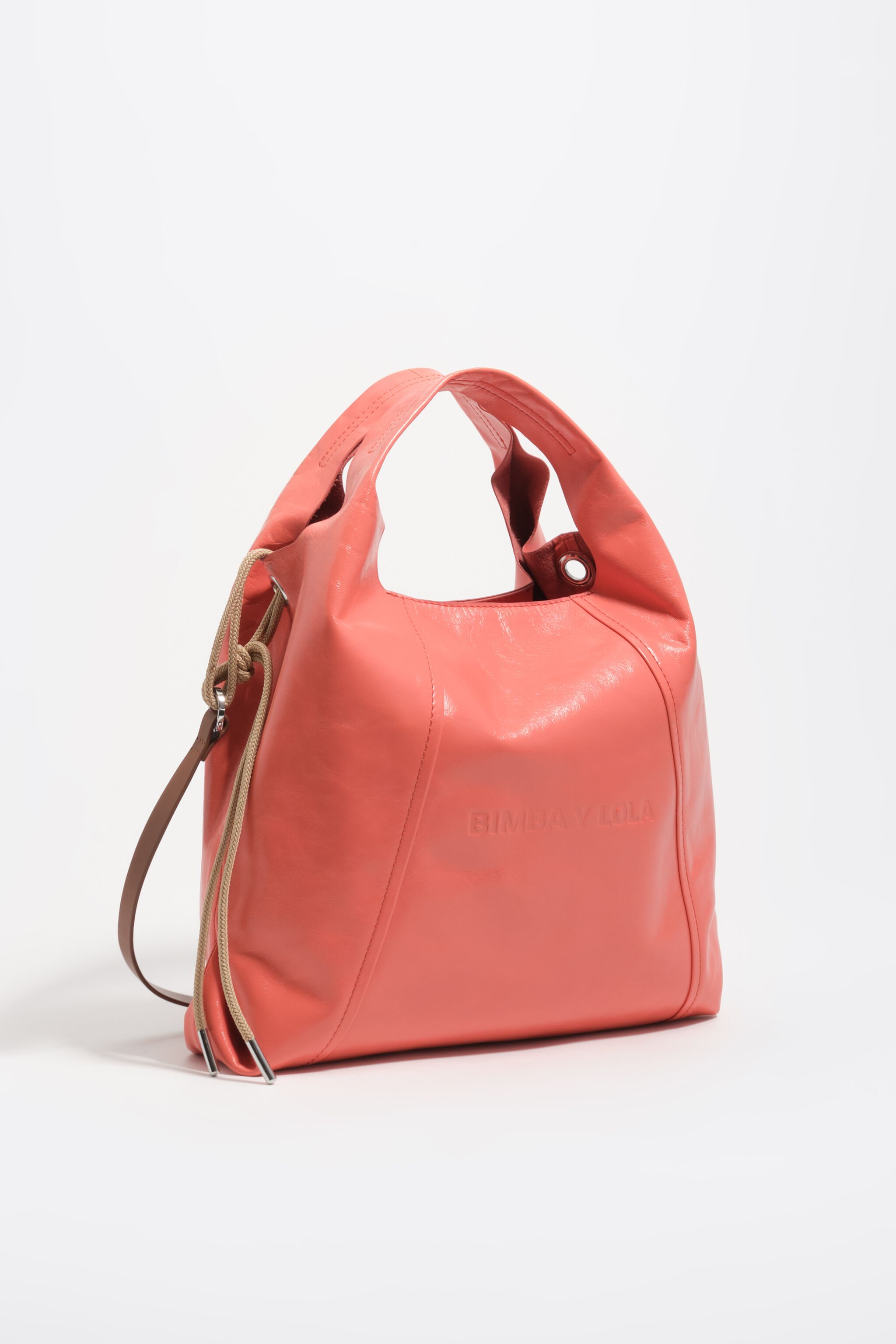 Bolso de papel de cuero coral mediano