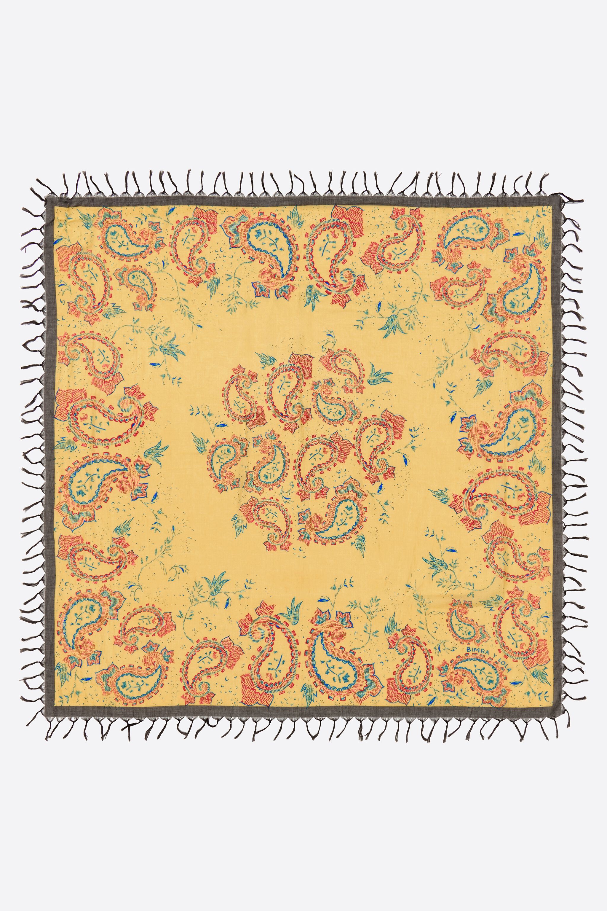 Chal de seda con estampado paisley naranja claro