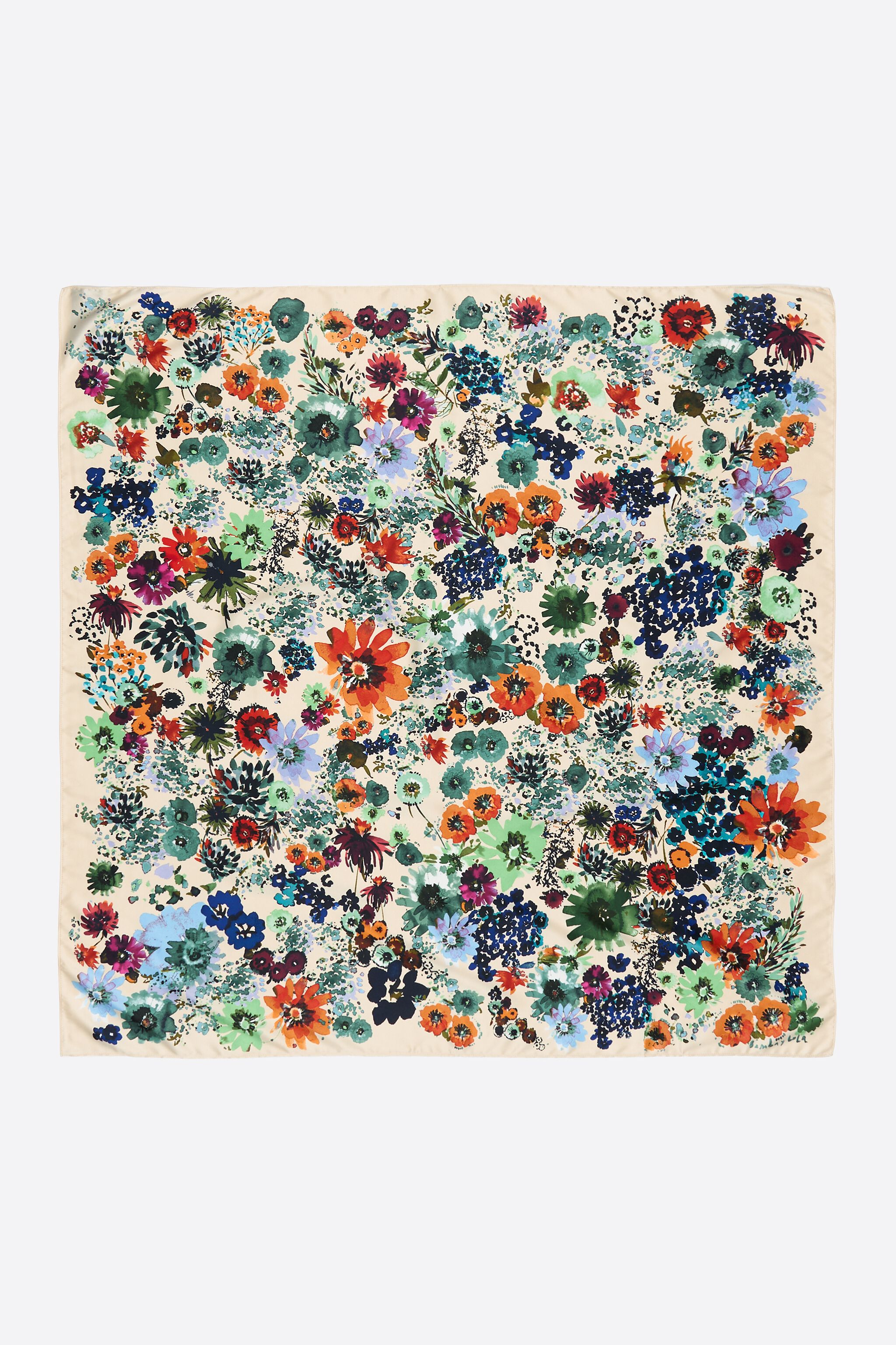 Pañuelo floral acuarela marfil