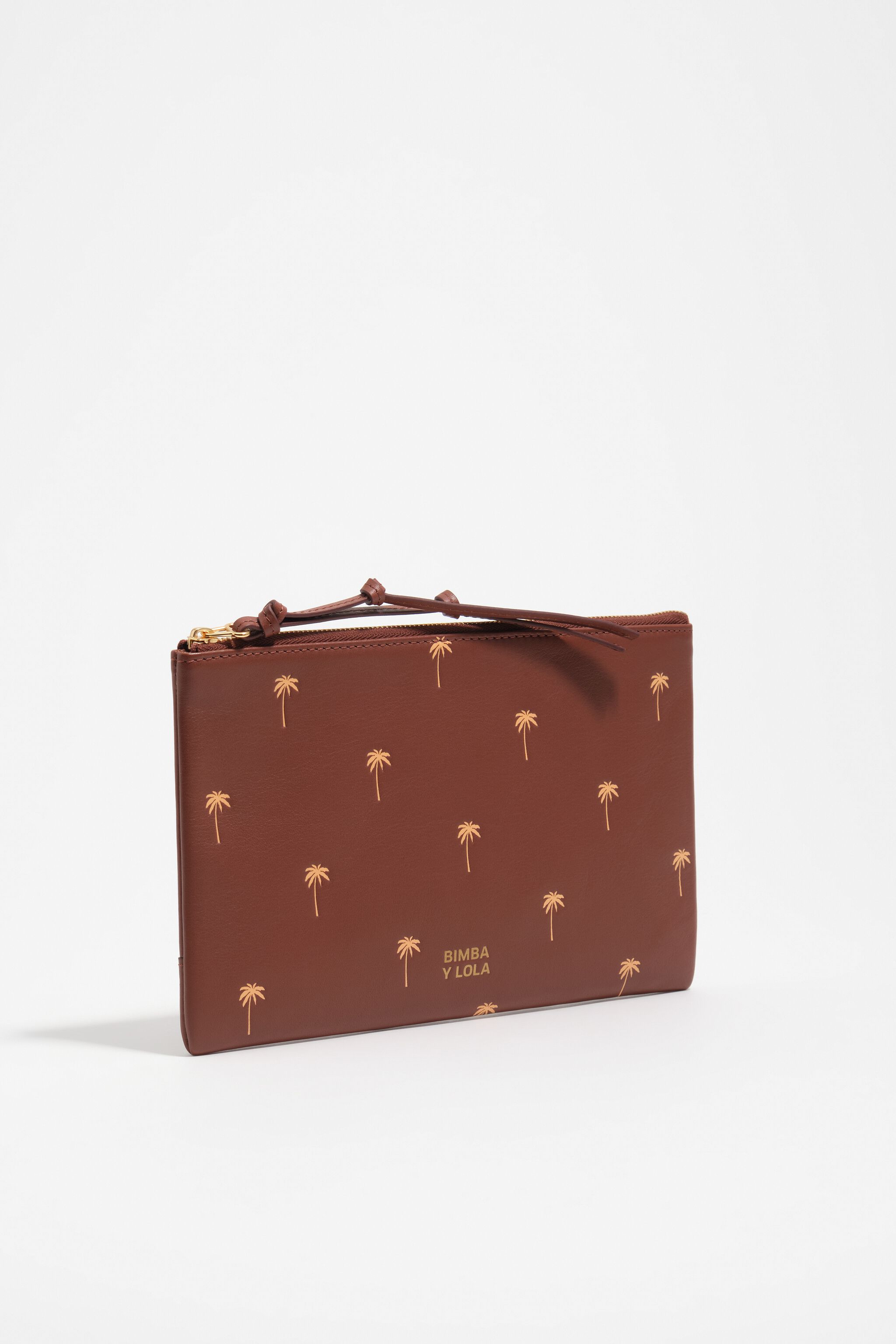 Bolso de mano de cuero nogal grande Palms