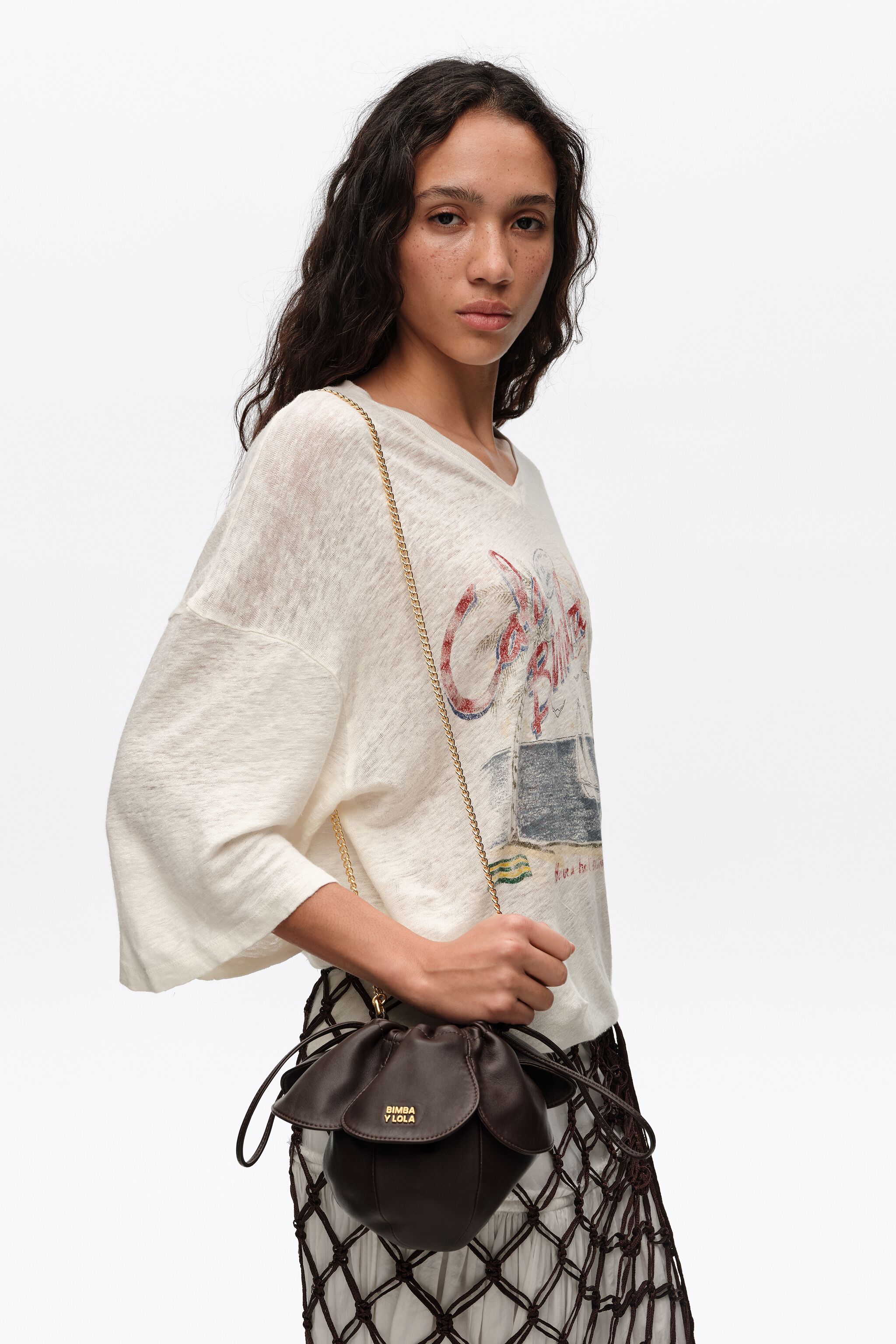 Bolso Pétalo de cuero ébano