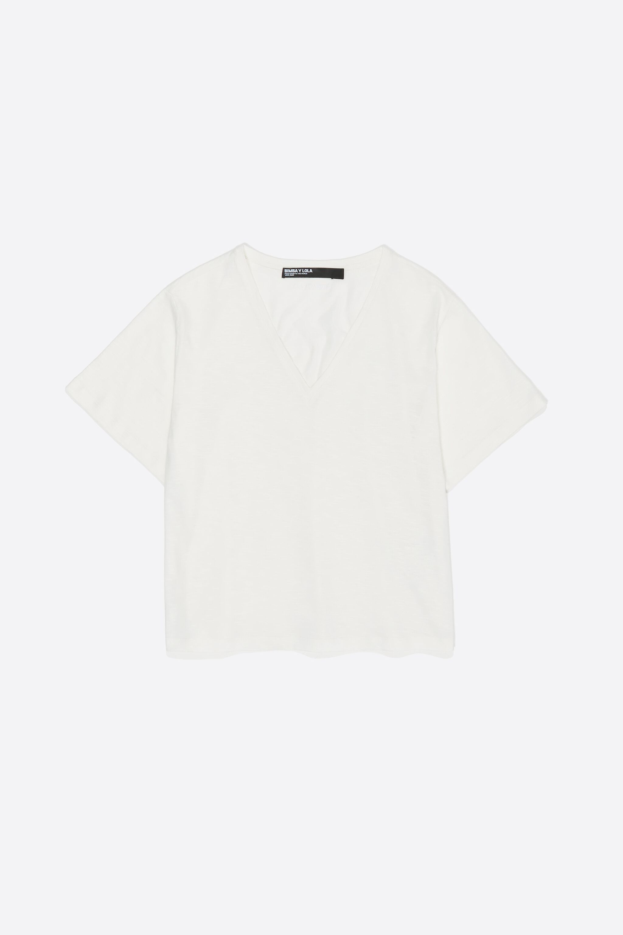 Camiseta de algodón con escote en V blanco