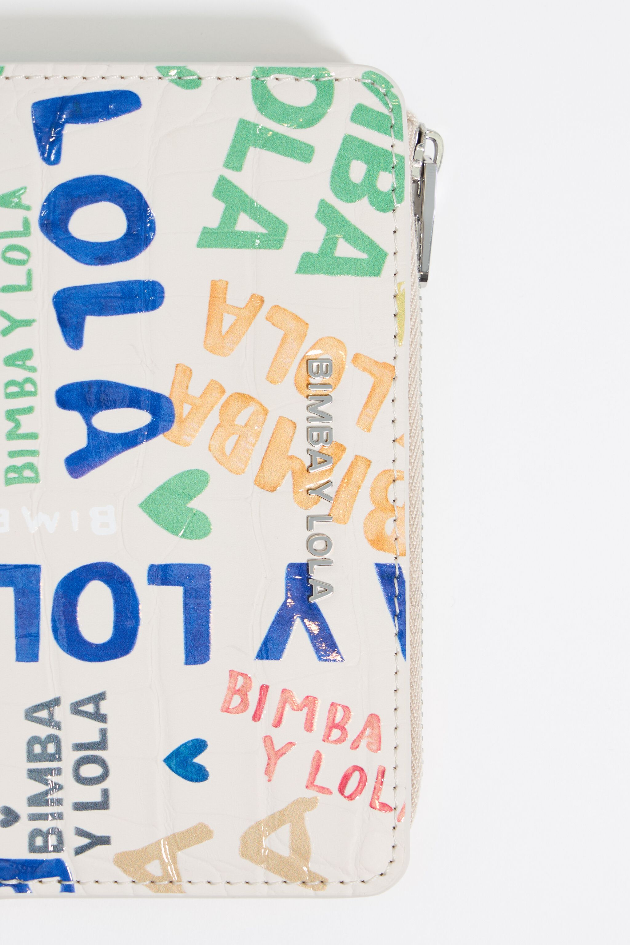 Monedero compacto con estampado del logo BIMBA Ivory