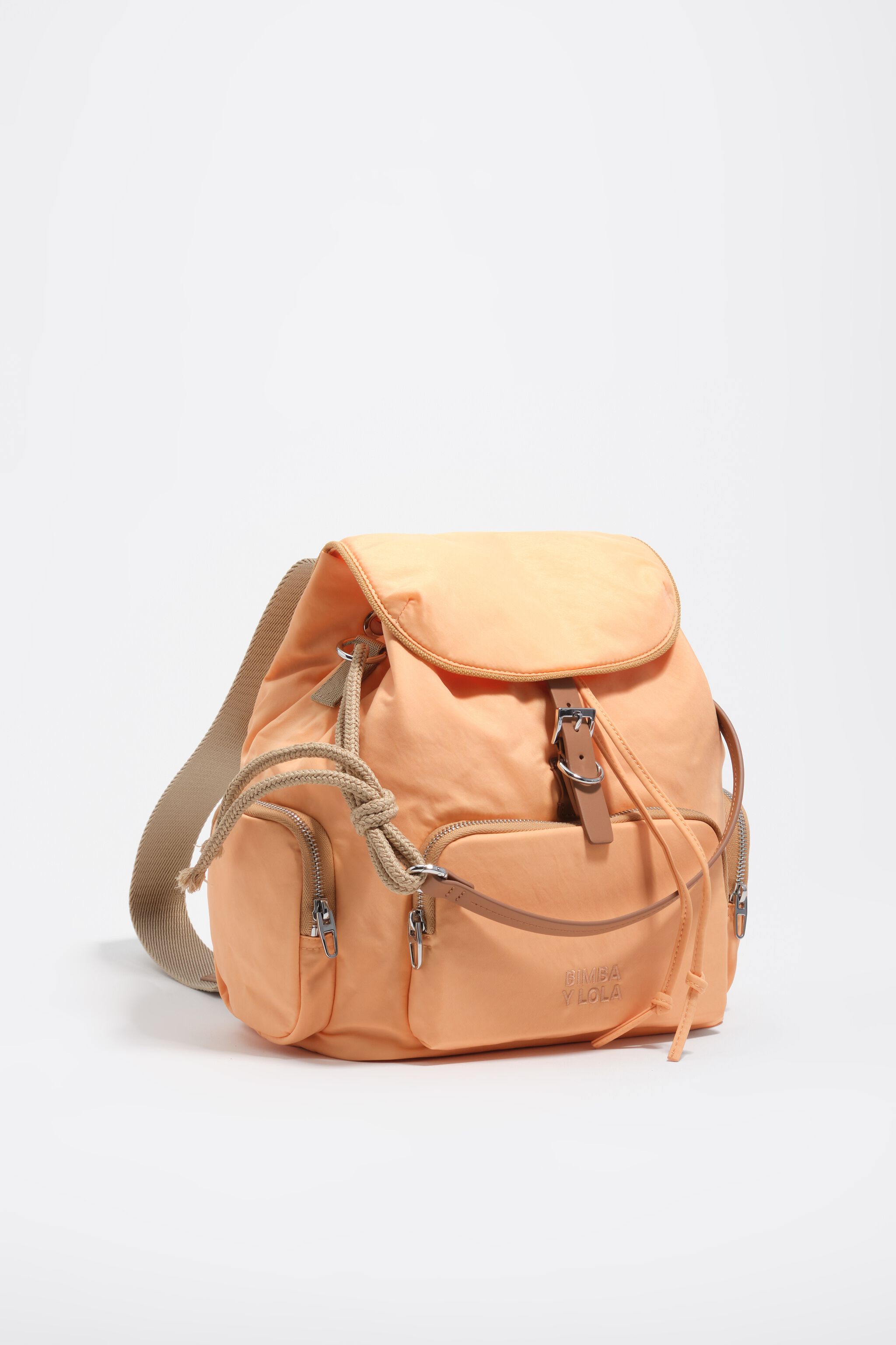 Mochila de bolsillo de nylon con sorbete naranja