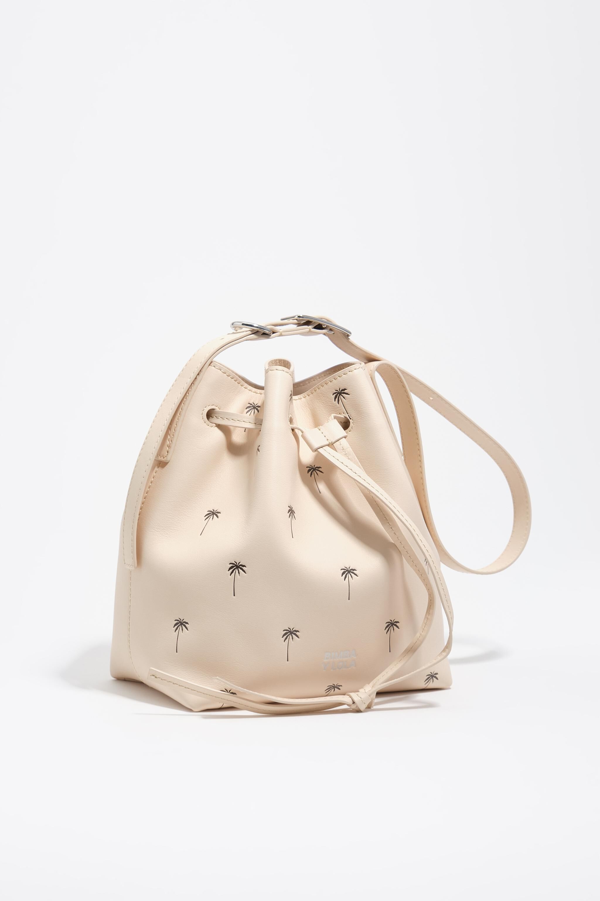 Bolso de mano bucket Large Palms sand cuero Carlino