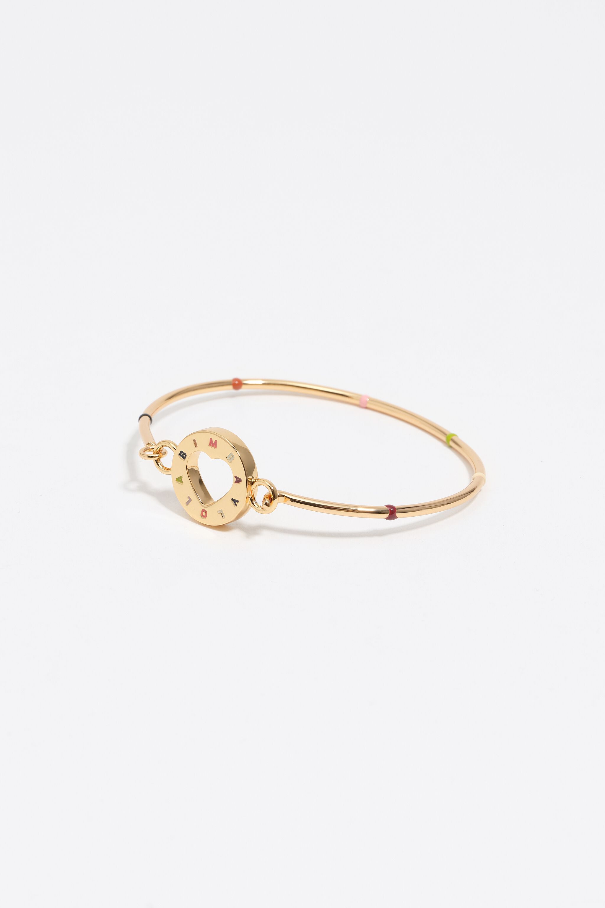 Pulsera rígida con logotipo dorado