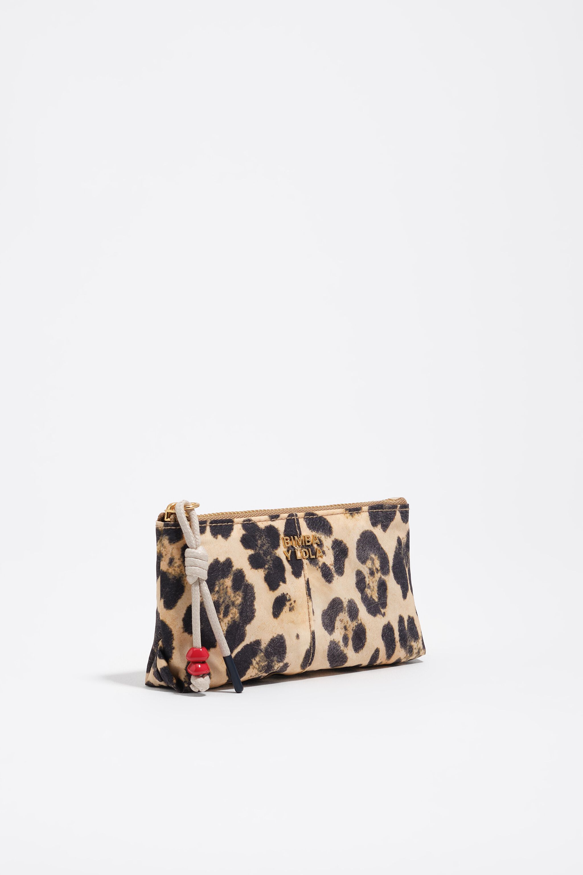 Billetera de nylon con estampado de leopardo natural