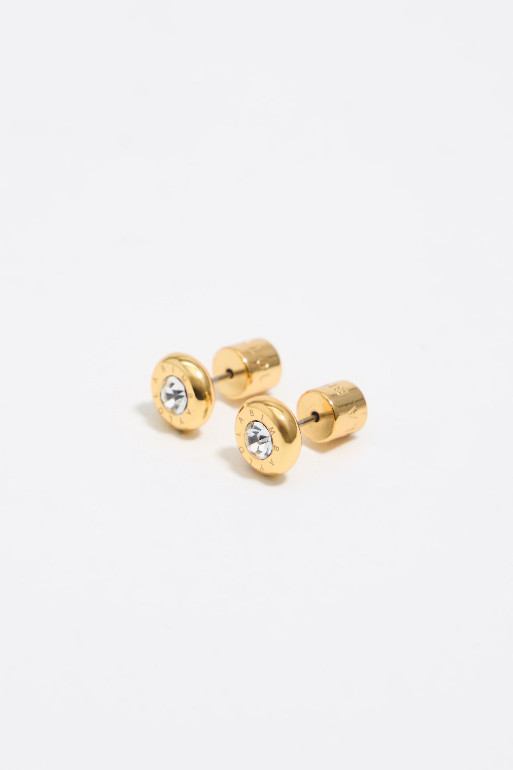 Auriculares de oro con logotipo y cristal