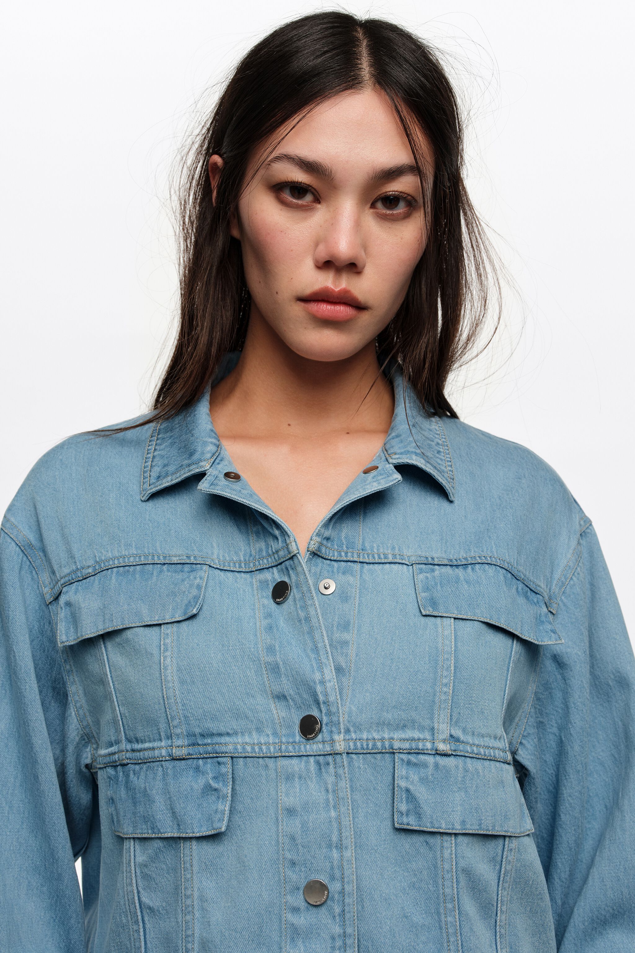 Chaqueta vaquera recta azul claro