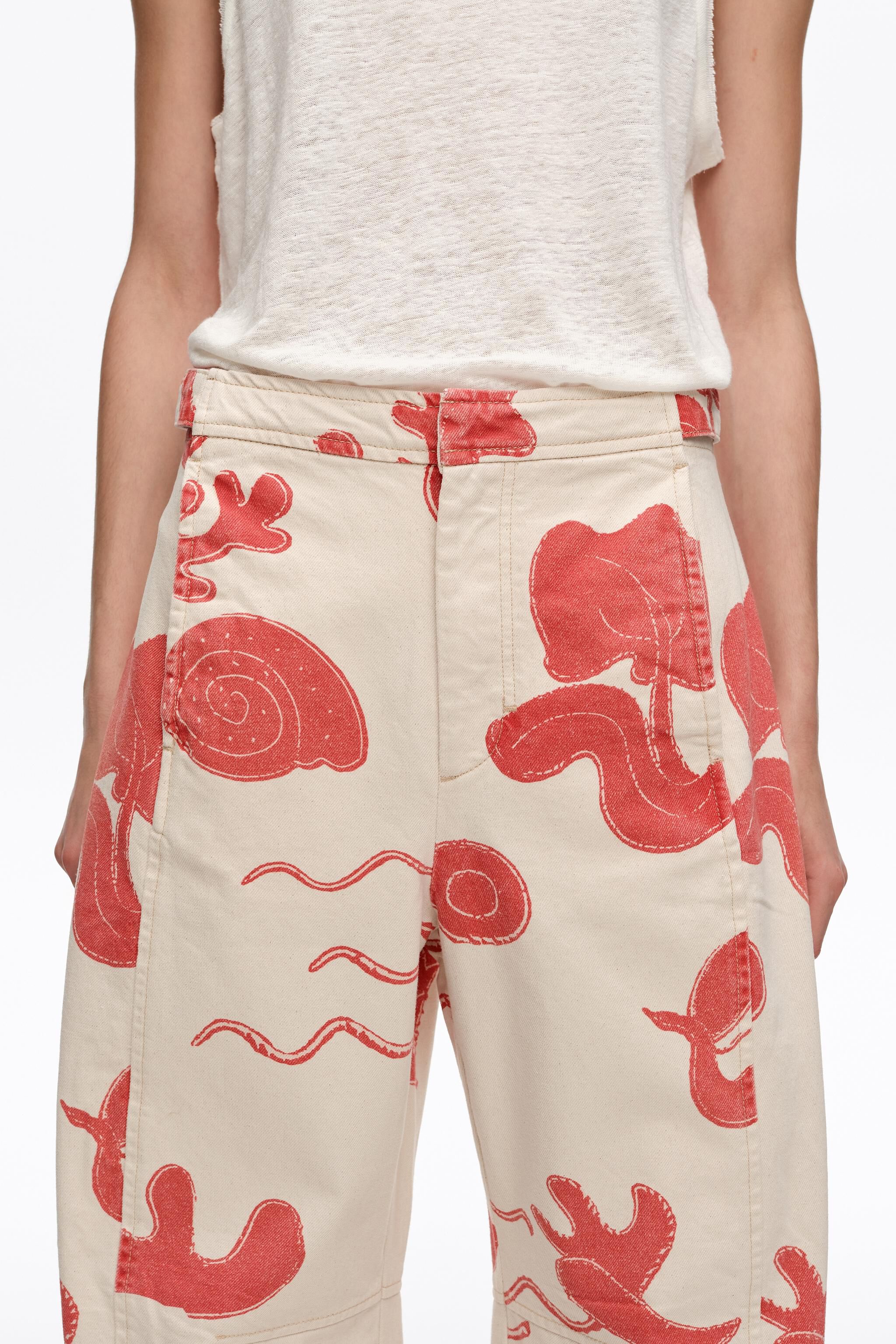 Pantalones vaqueros ajustables de cintura rojo arena BARREL