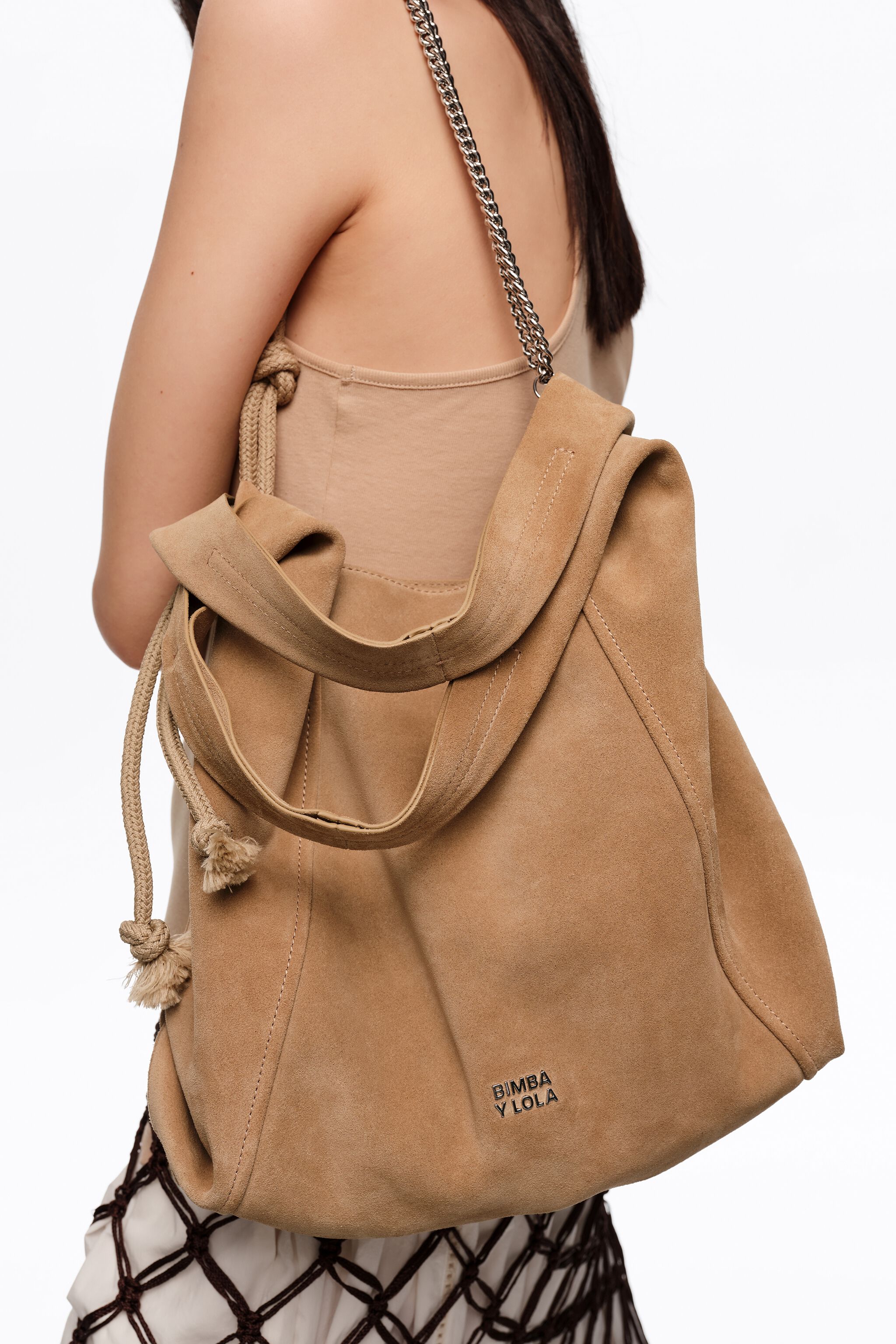 Bolso de papel de ante marrón