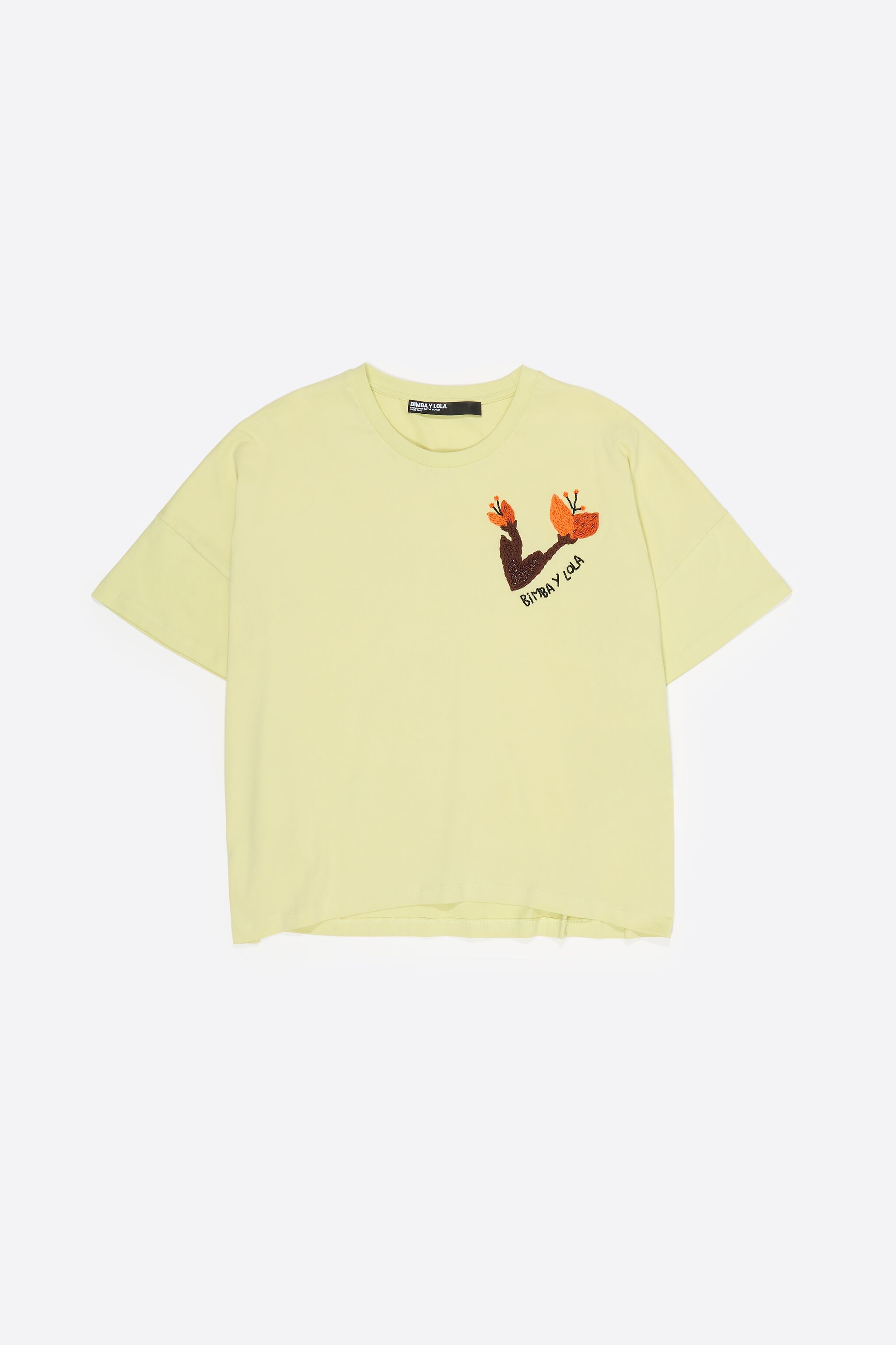 Camiseta de algodón orgánico con logo bordado a mano