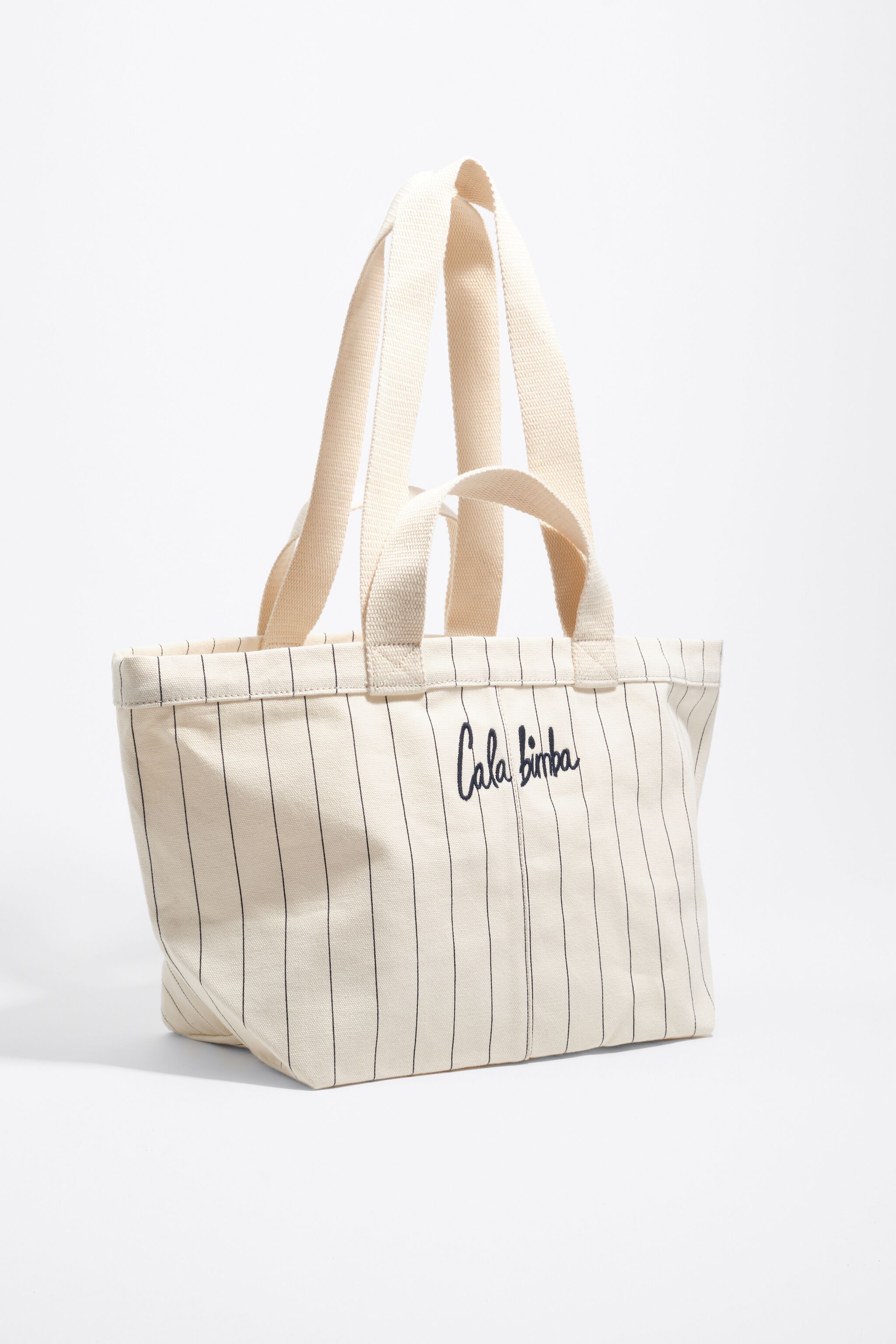 Bolso de cesta de algodón beige claro grande