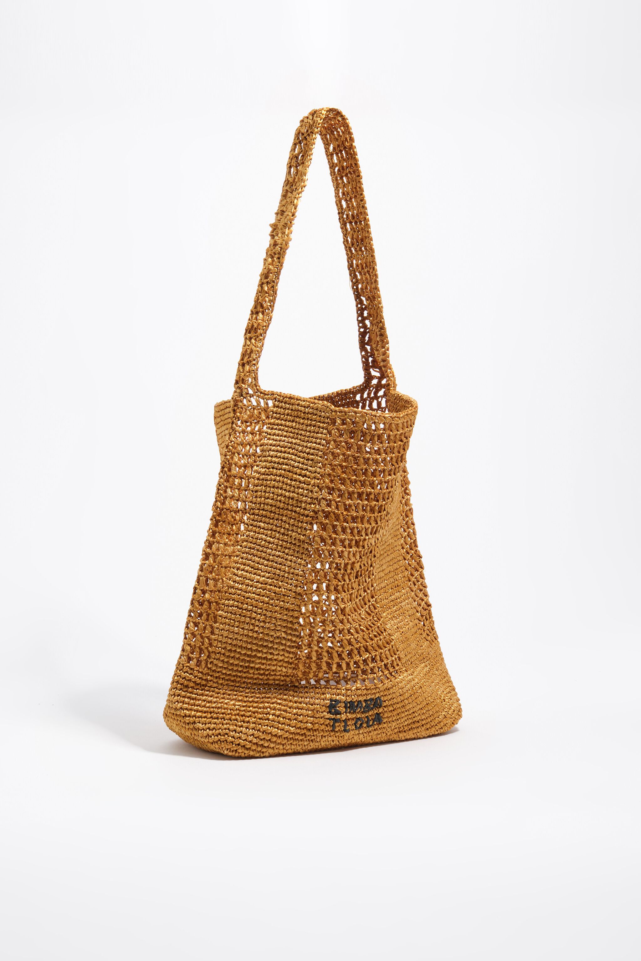 Bolso de hombro dorado grande