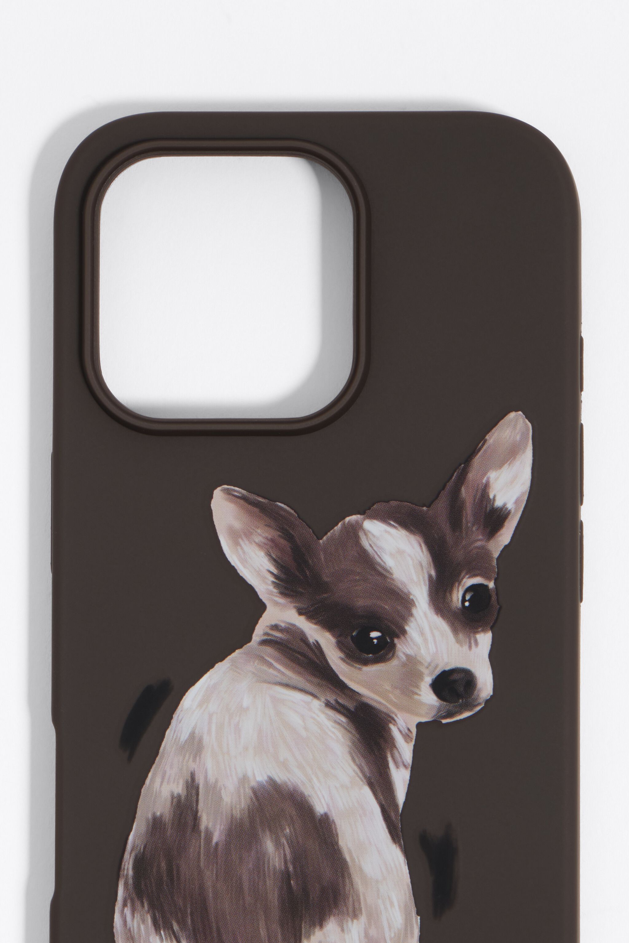Funda dura para iPhone 16 PRO con diseño de chihuahua de chocolate