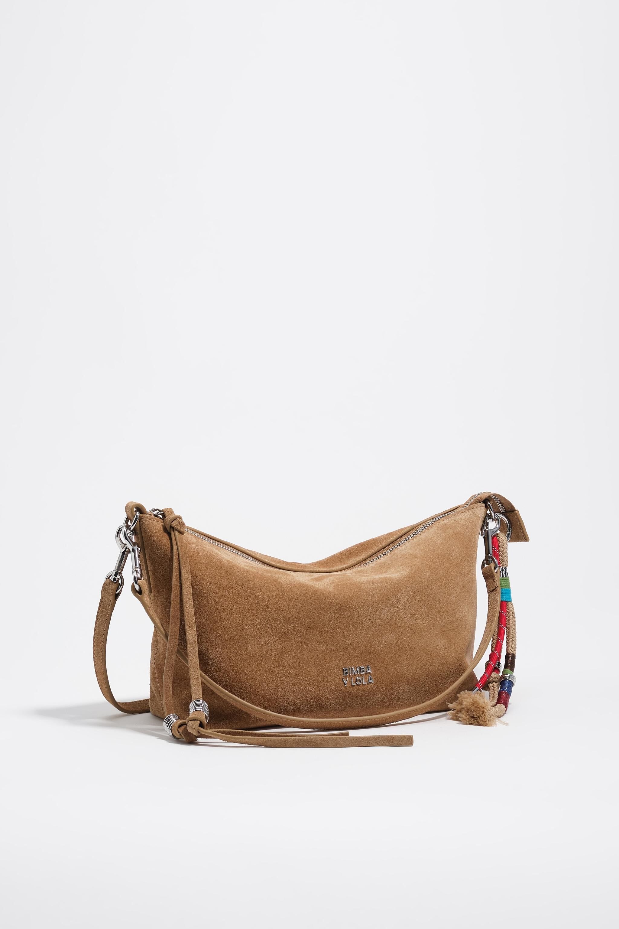 Bolso Trapecio de ante natural mediano