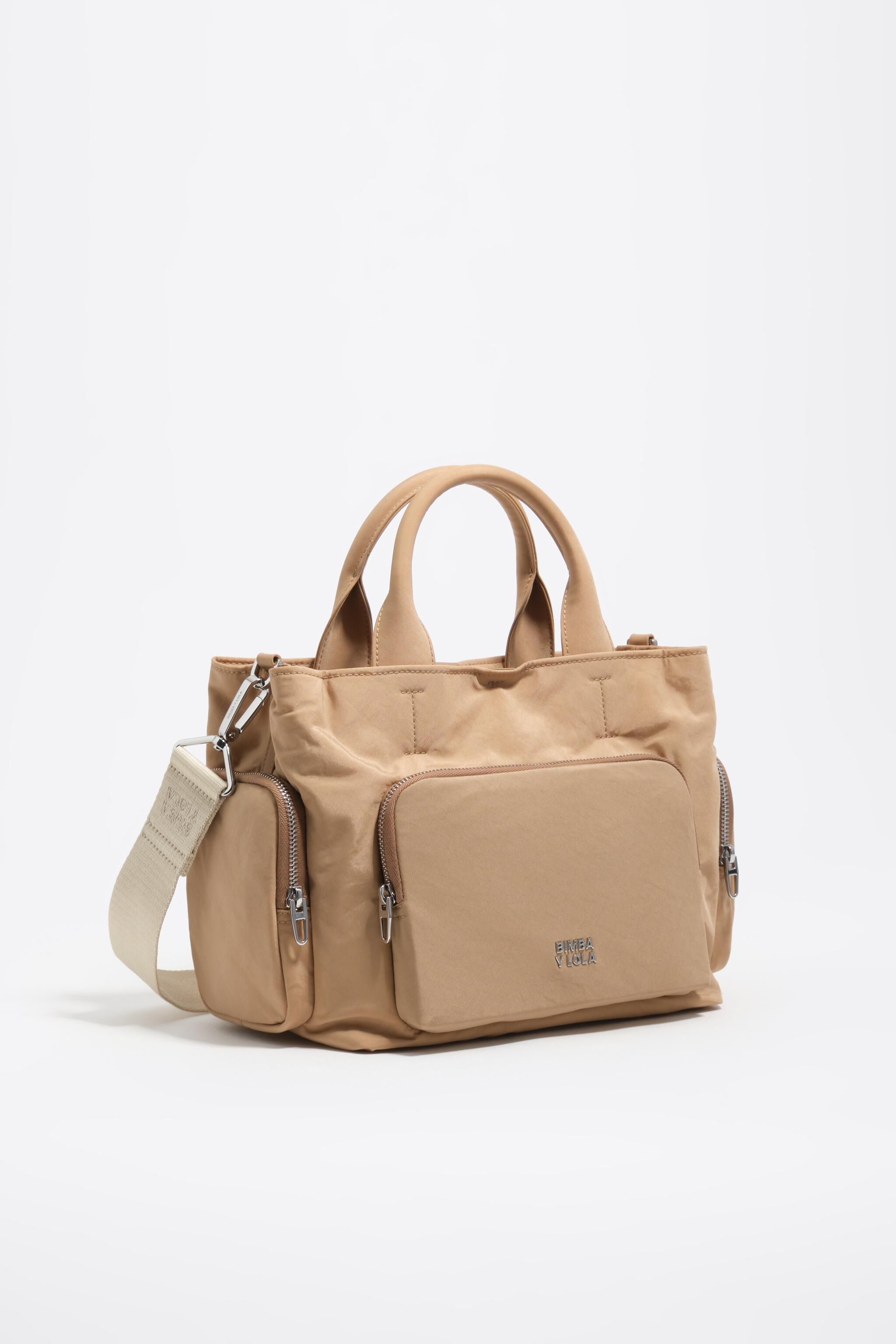 Bolso de bolsillo de nylon camel mediano