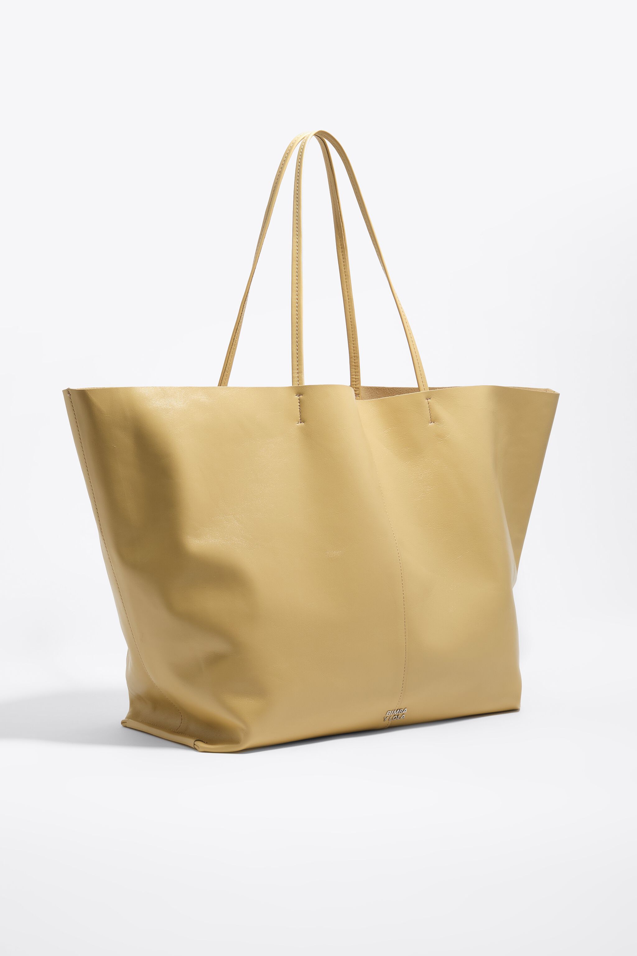 Bolso maxi shopper de cuero de avena