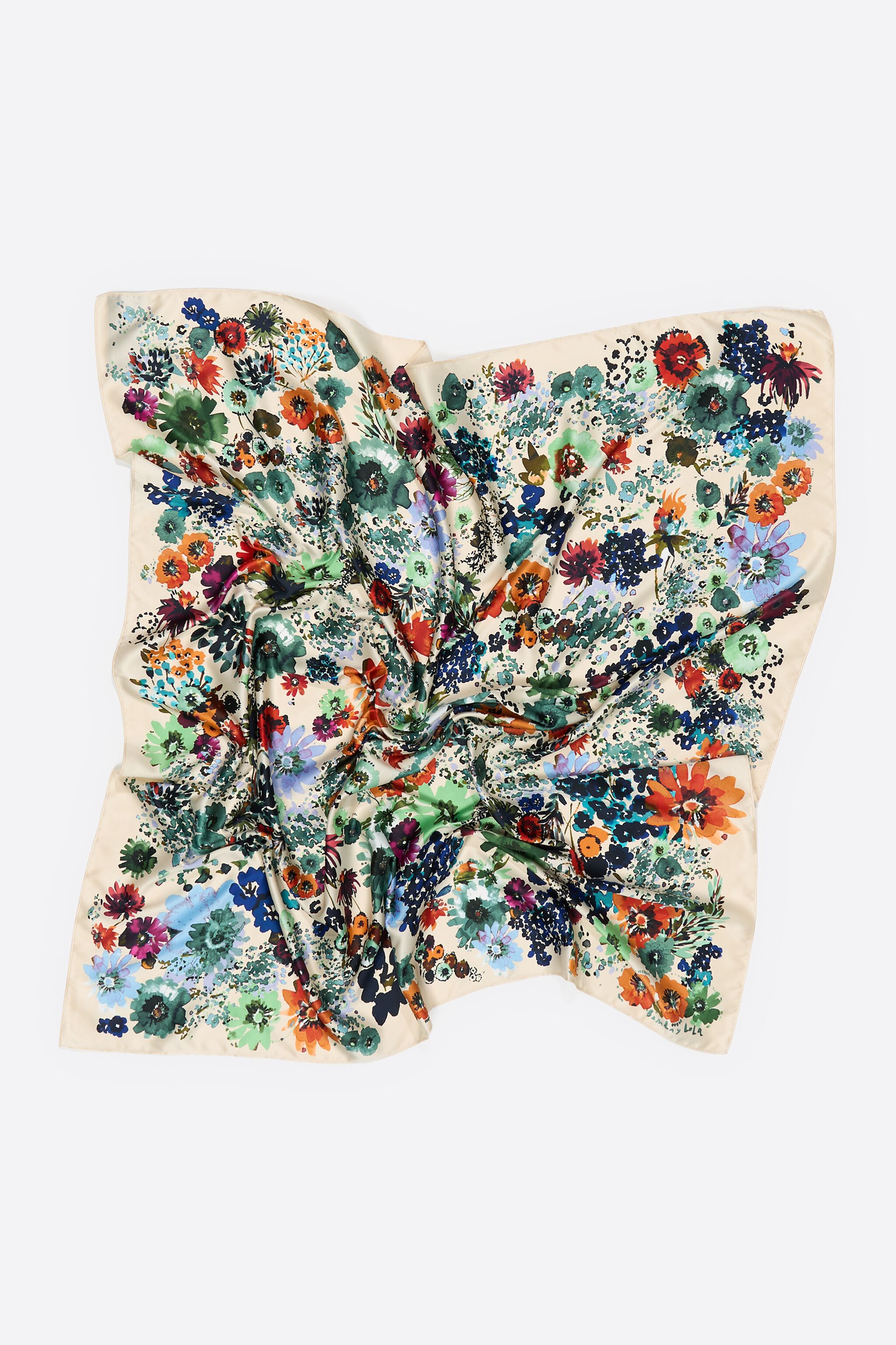 Pañuelo floral acuarela marfil