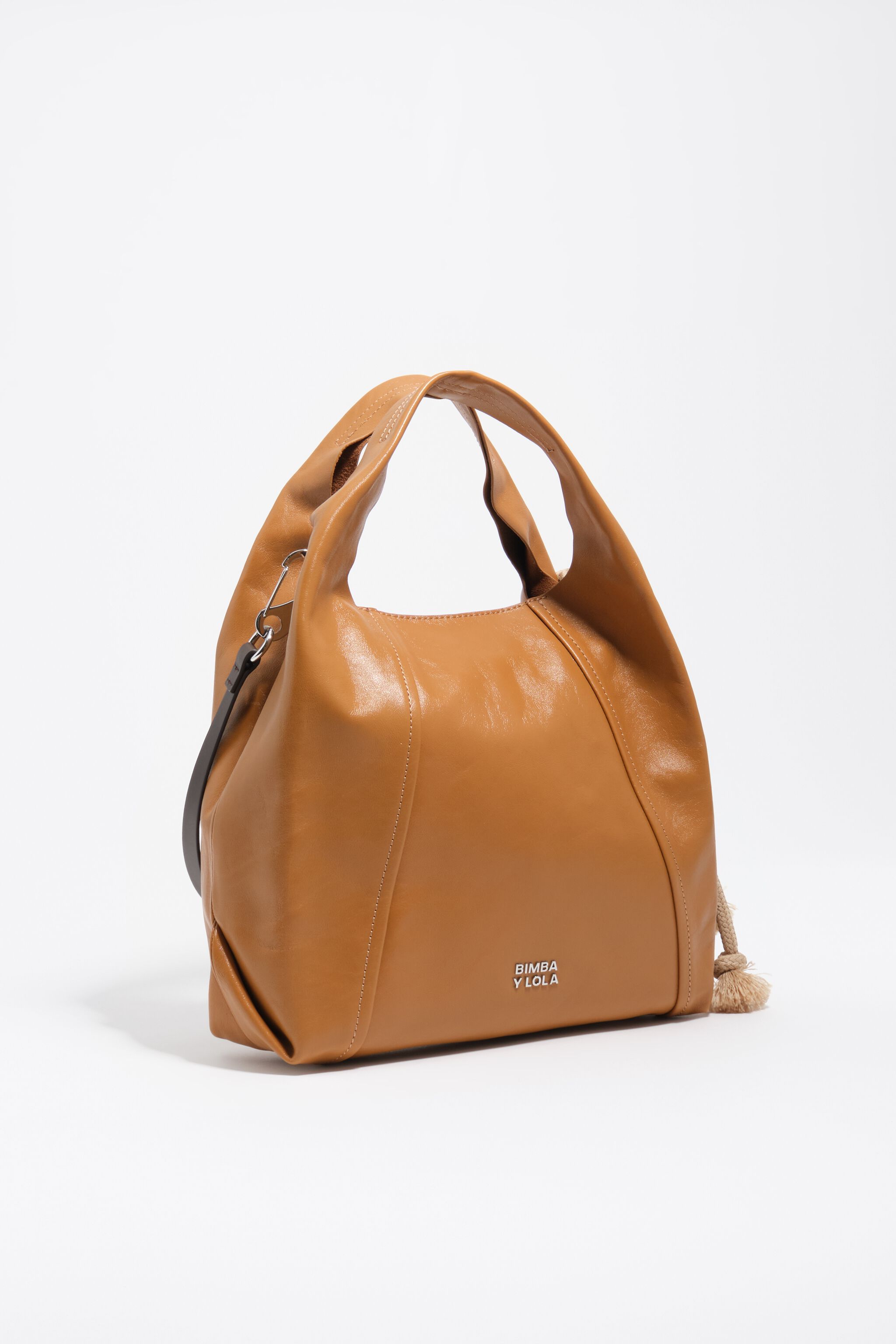 Bolso de papel de cuero caramelo mediano