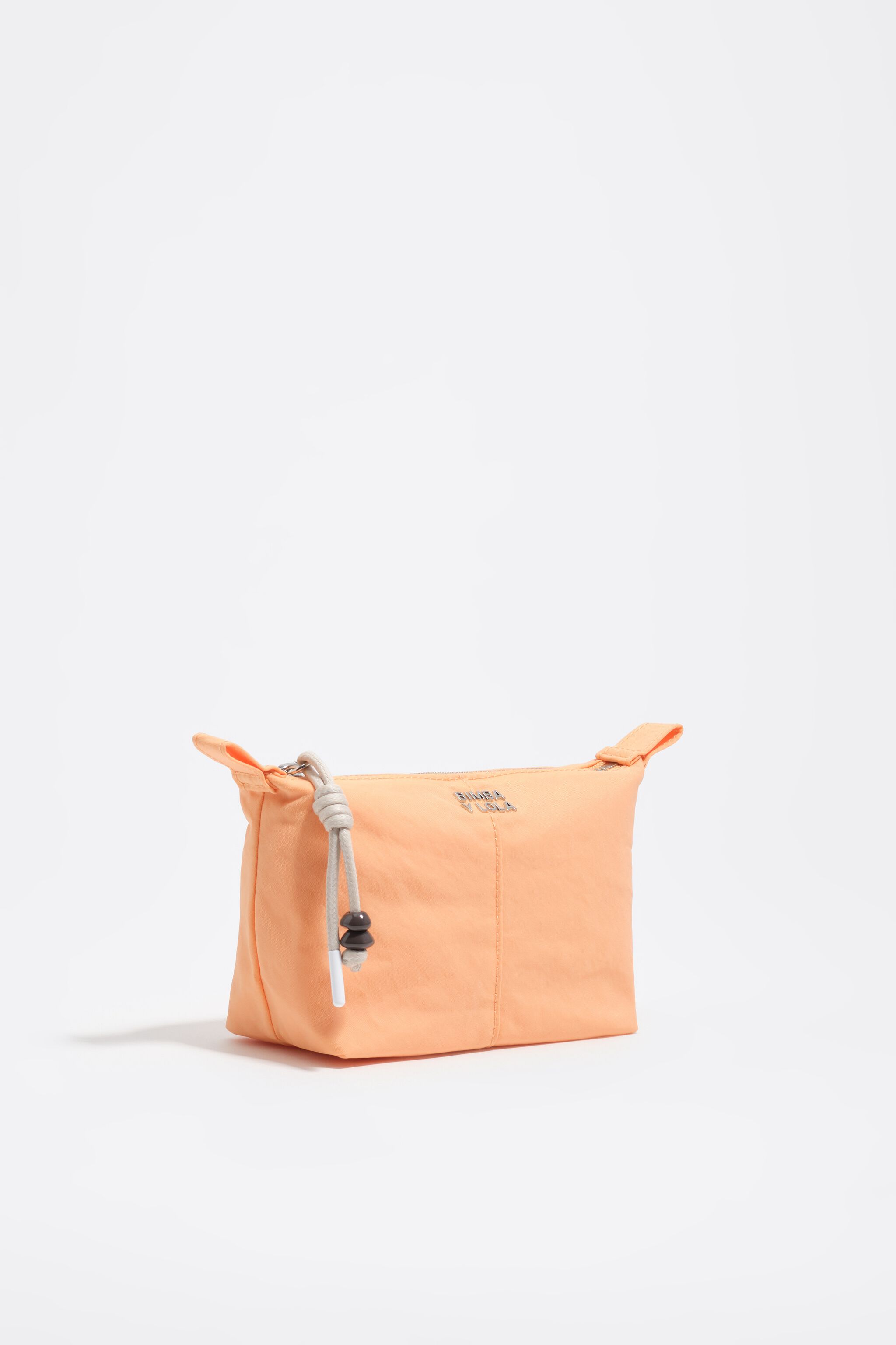 Pequeña bolsa de maquillaje de sorbete naranja de nailon Trapecio