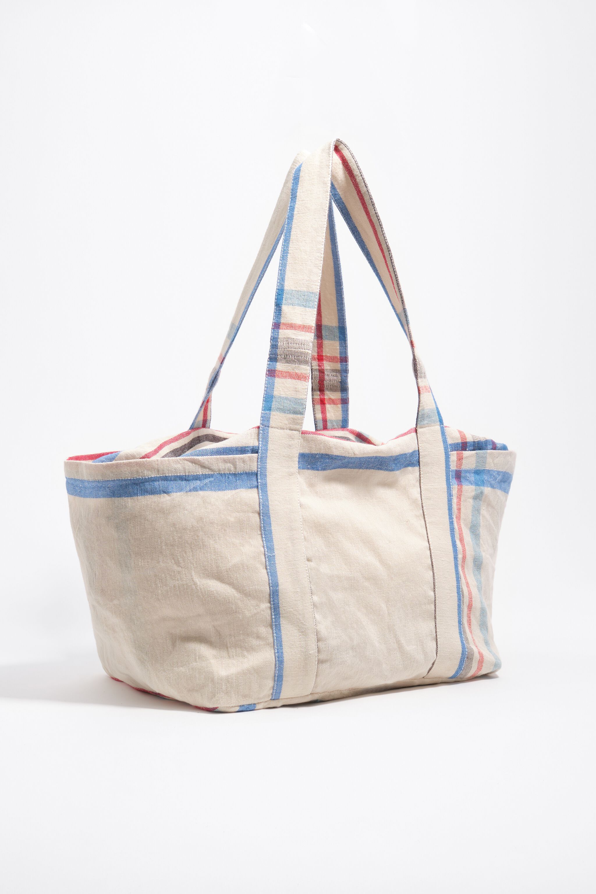 Bolso maxi de lino ecru