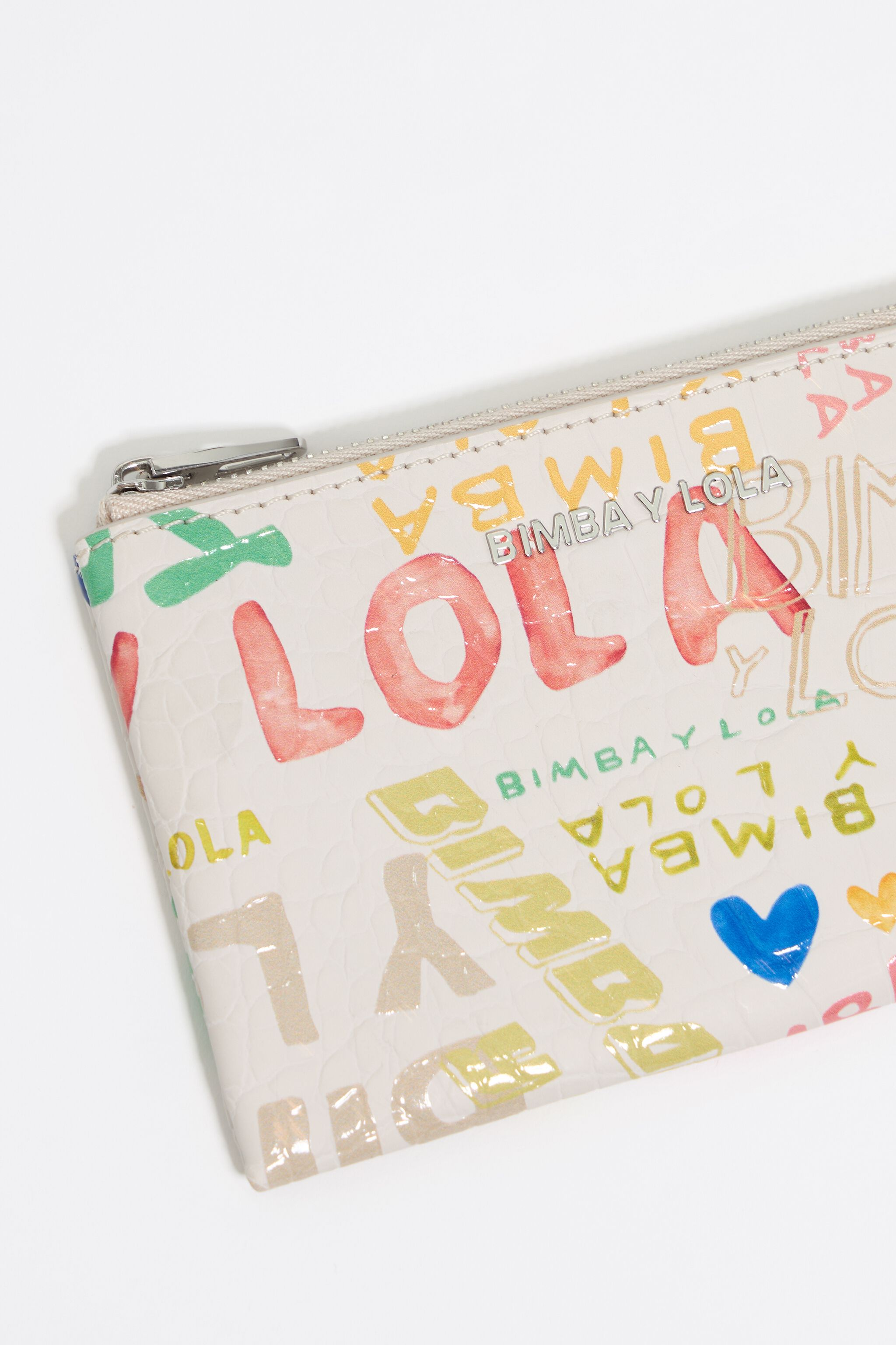 Monedero con estampado de logotipos BIMBA Ivory