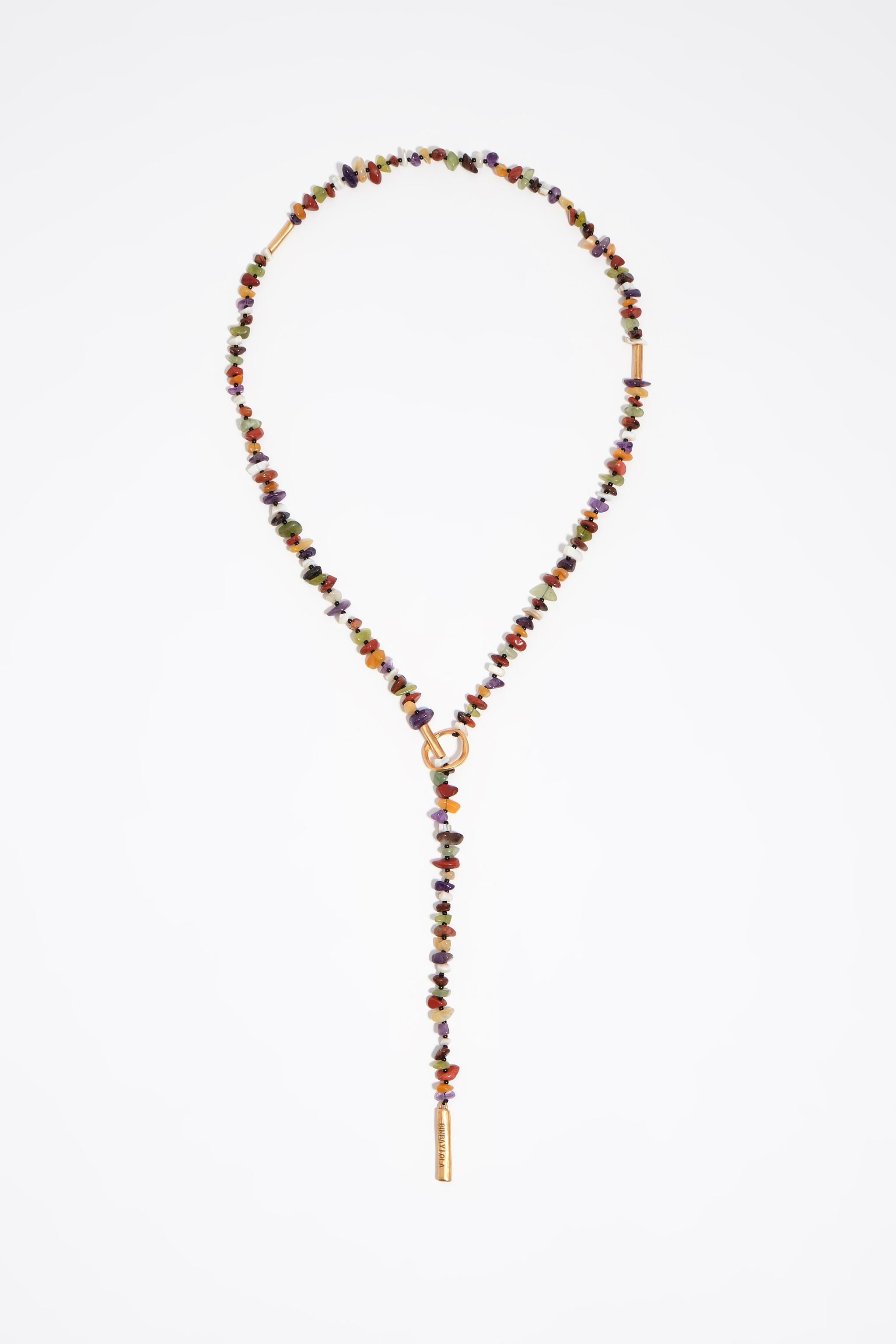 Collar de piedras mate dorado