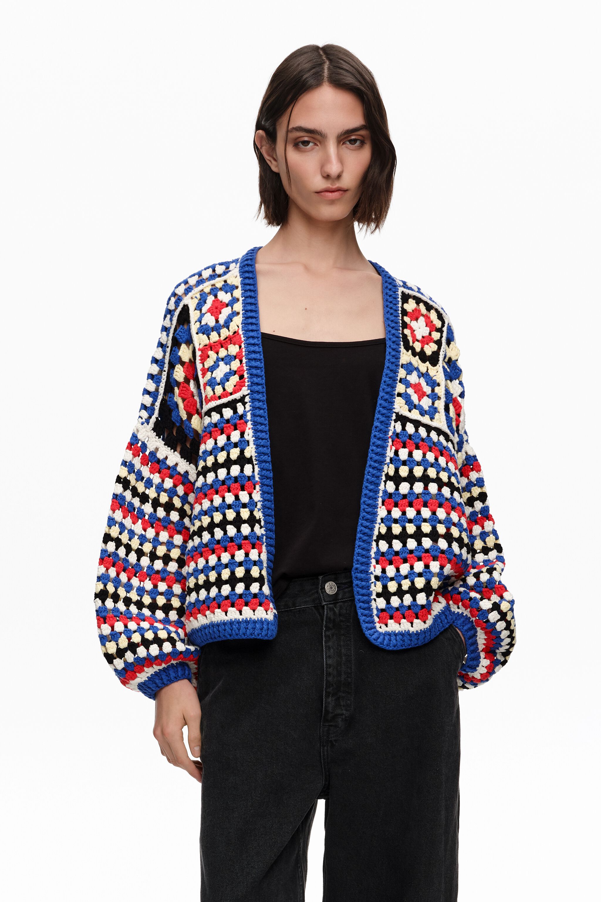 Chaleco de ganchillo multicolor azul