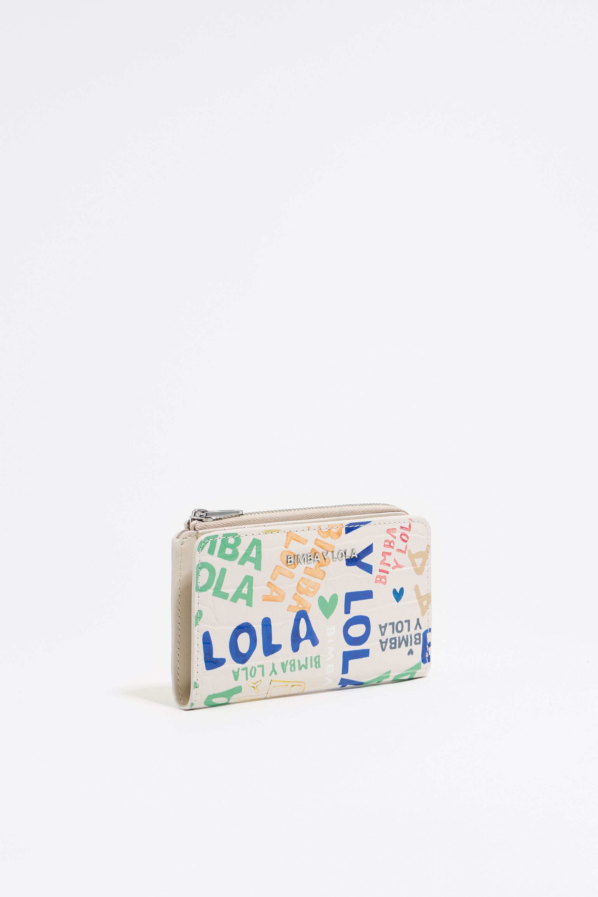 Monedero compacto con estampado del logo BIMBA Ivory