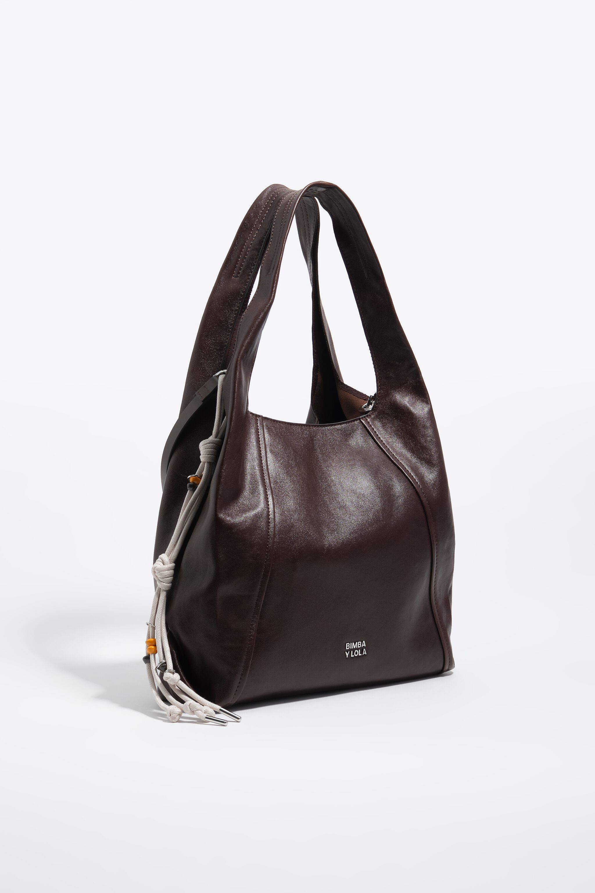 Bolso bandolera de cuero y papel de café grande