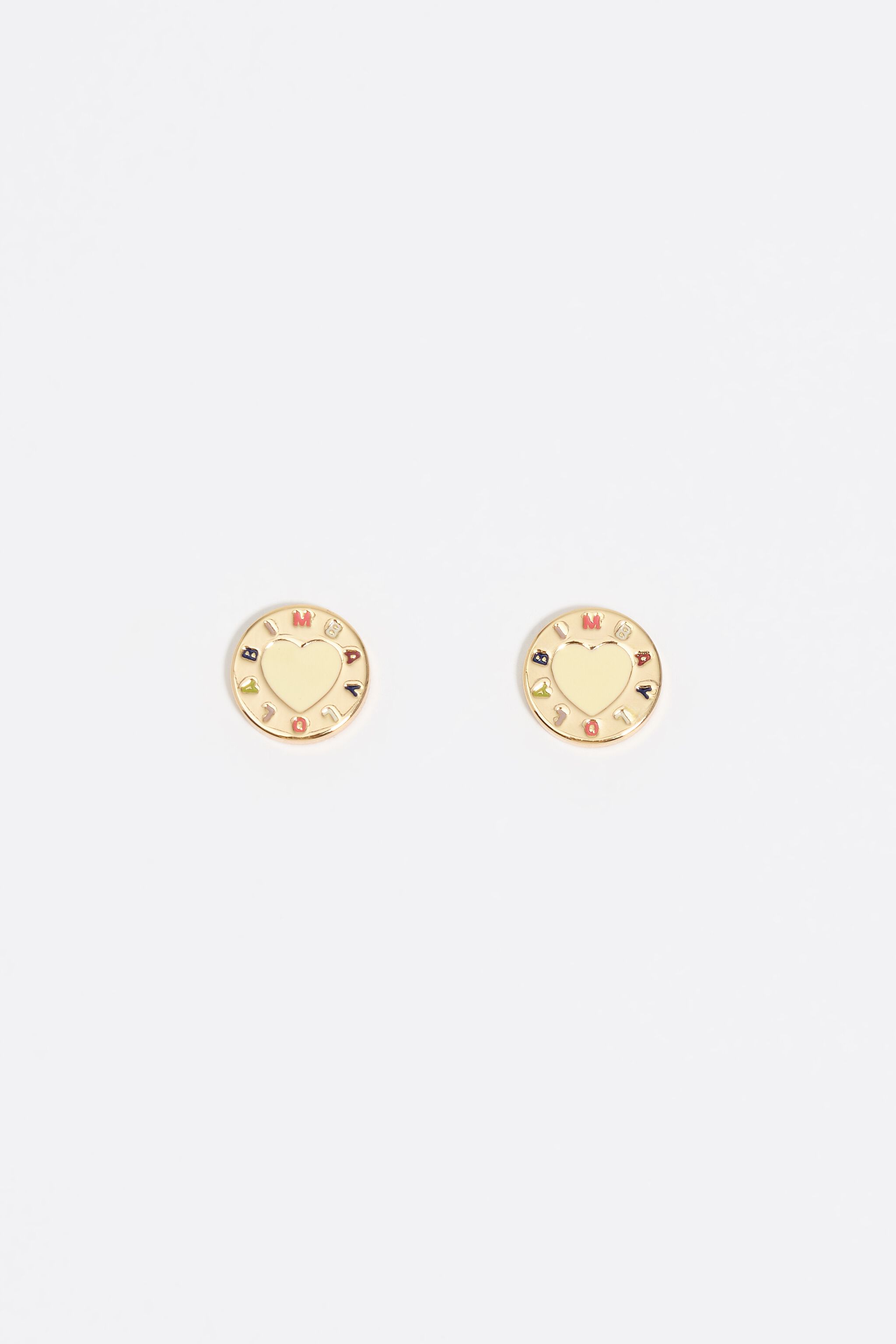 Aretes con logo de corazón ivory