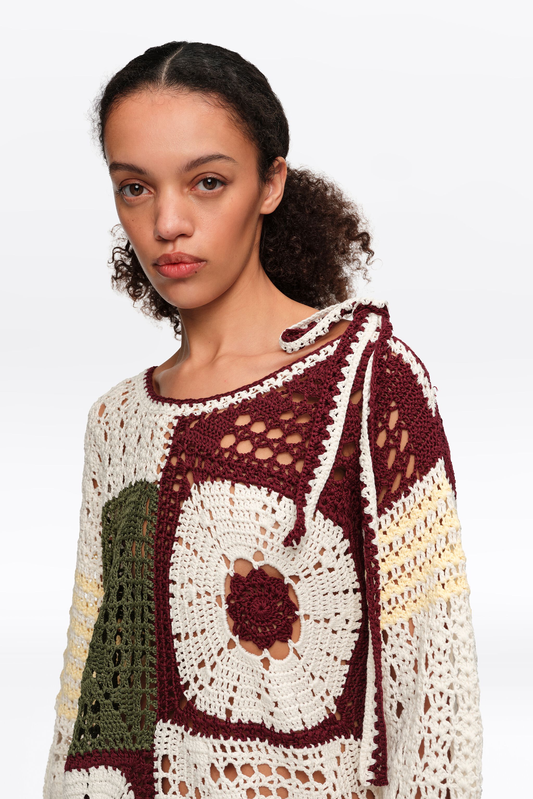Sweater de ganchillo multicolor recto