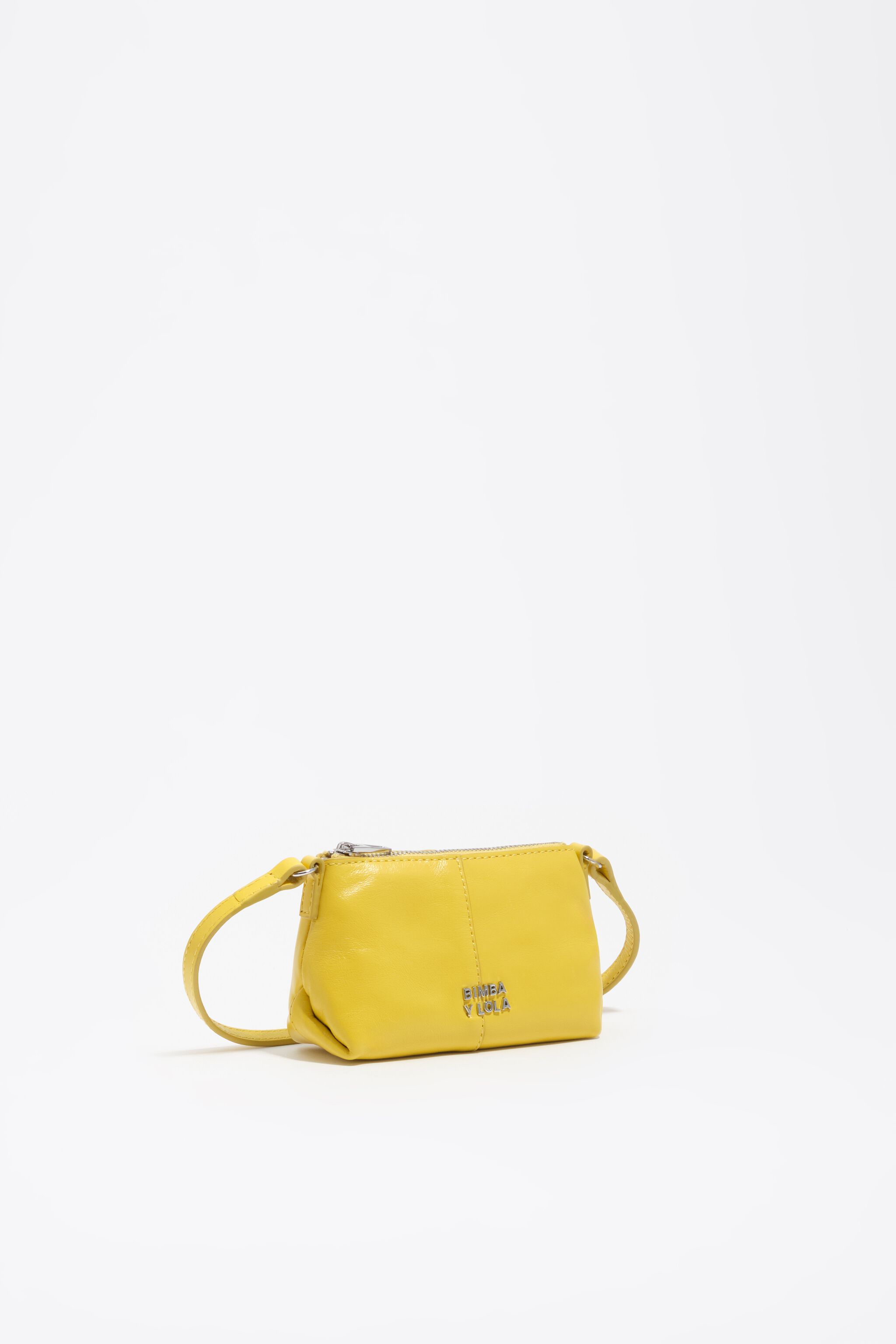 Bolso cruzado de cuero amarillo micro