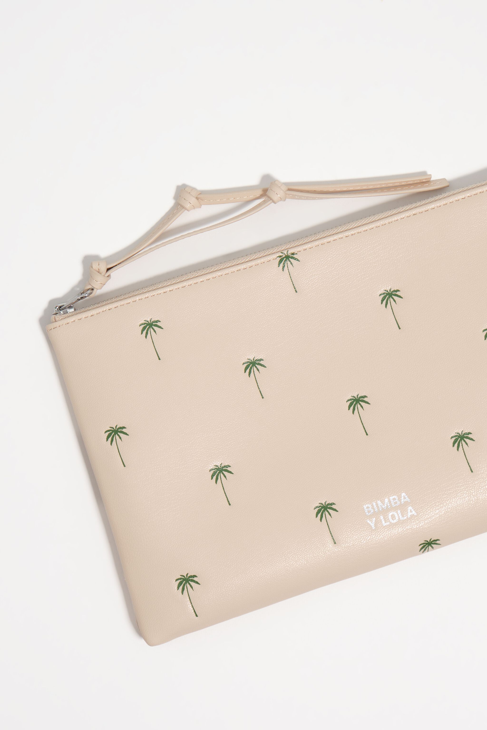 Bolso de mano Palms de cuero arena grande