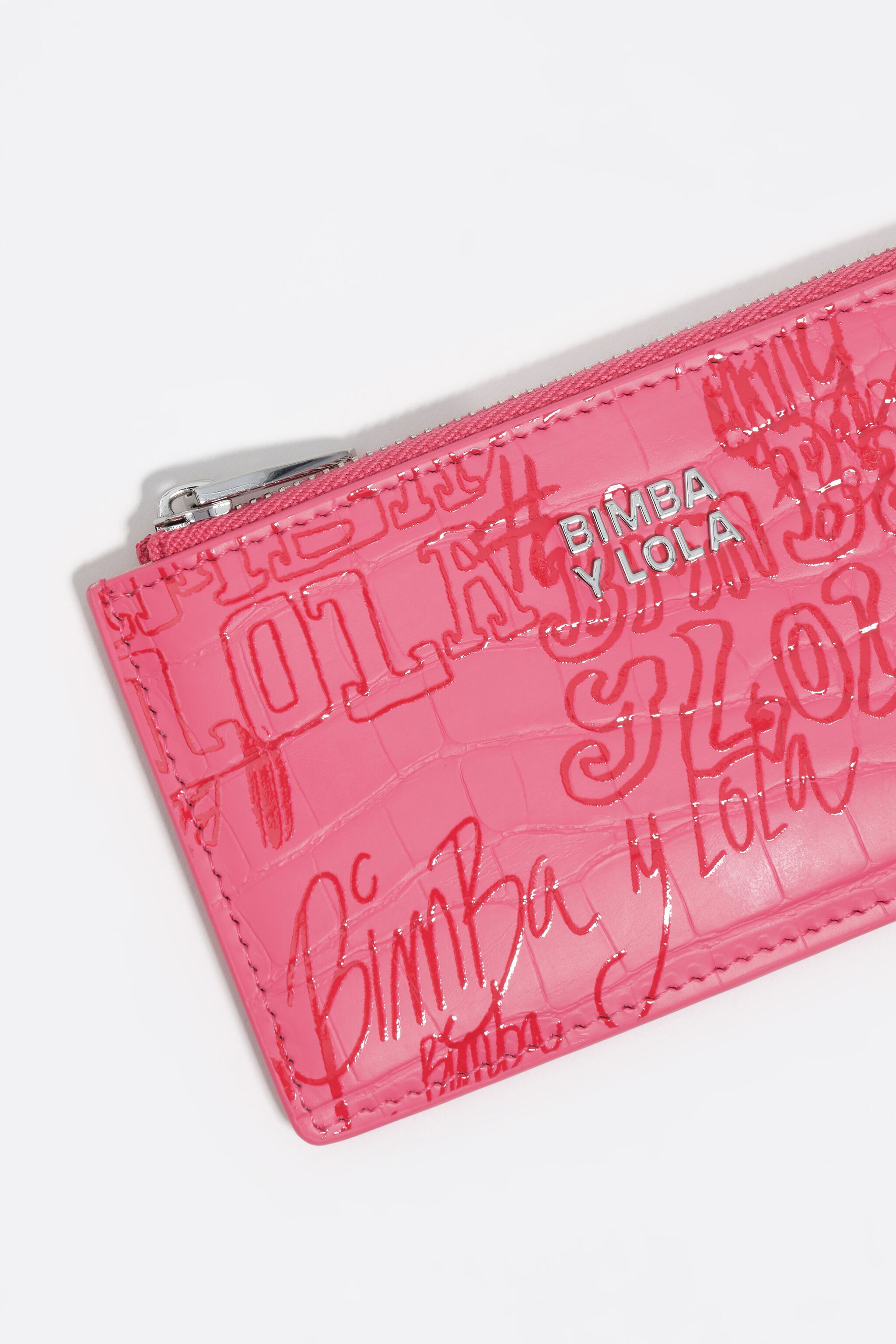Porta tarjetas/billetera con logotipo de BIMBA berry pink