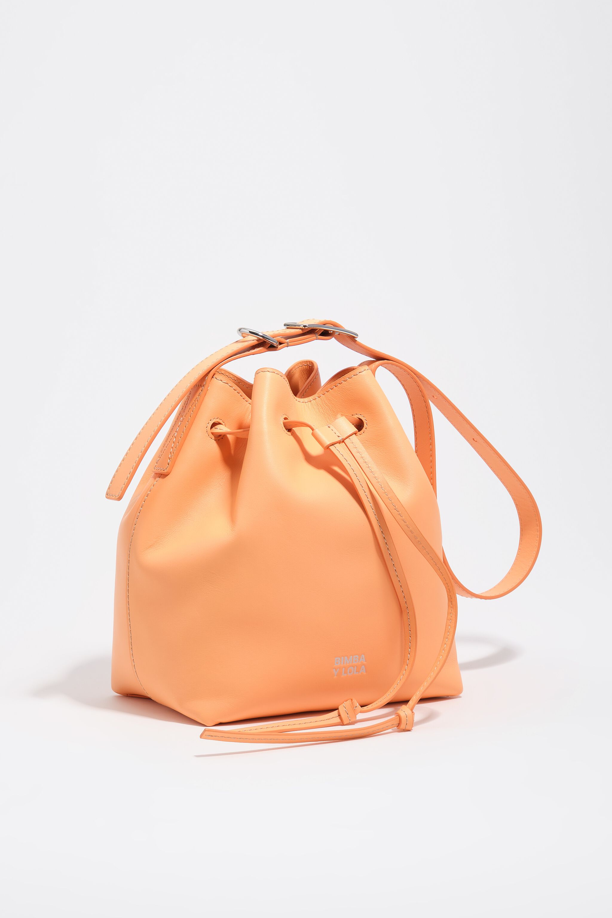 Bolso bandolera de cuero sorbete naranja grande