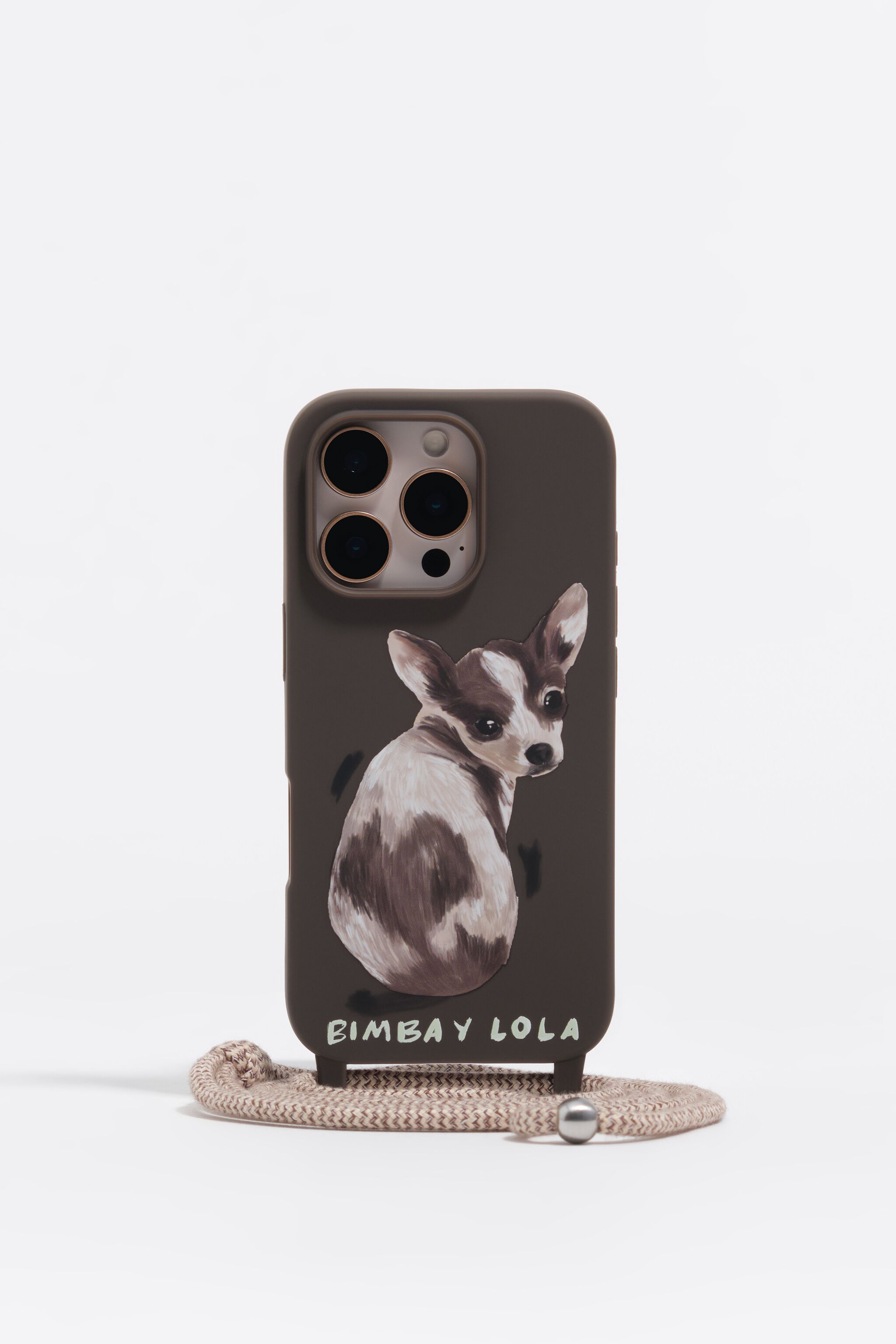 Funda dura para iPhone 16 PRO con diseño de chihuahua de chocolate