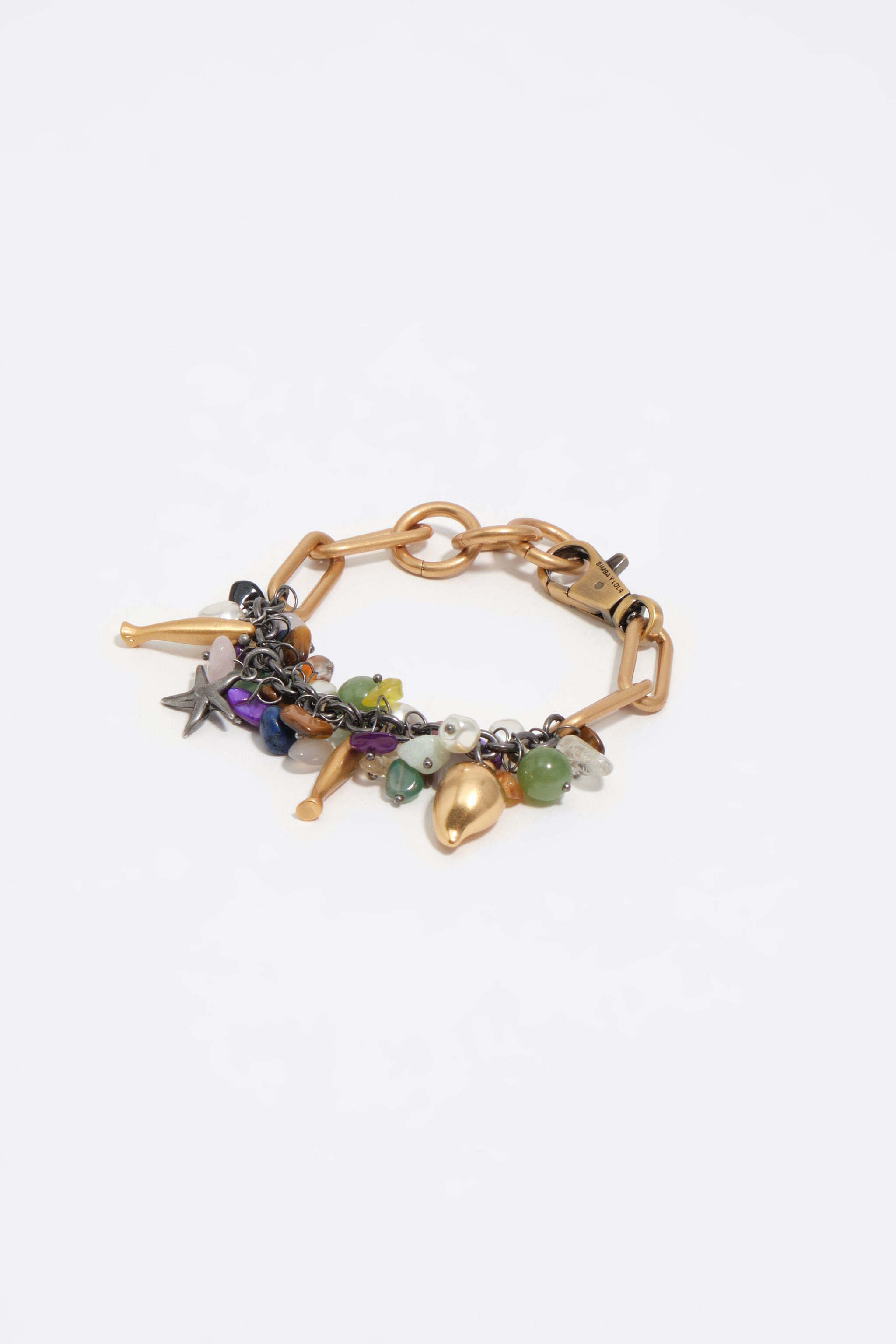 Pulsera de oro envejecido con piedras y motivos marinos