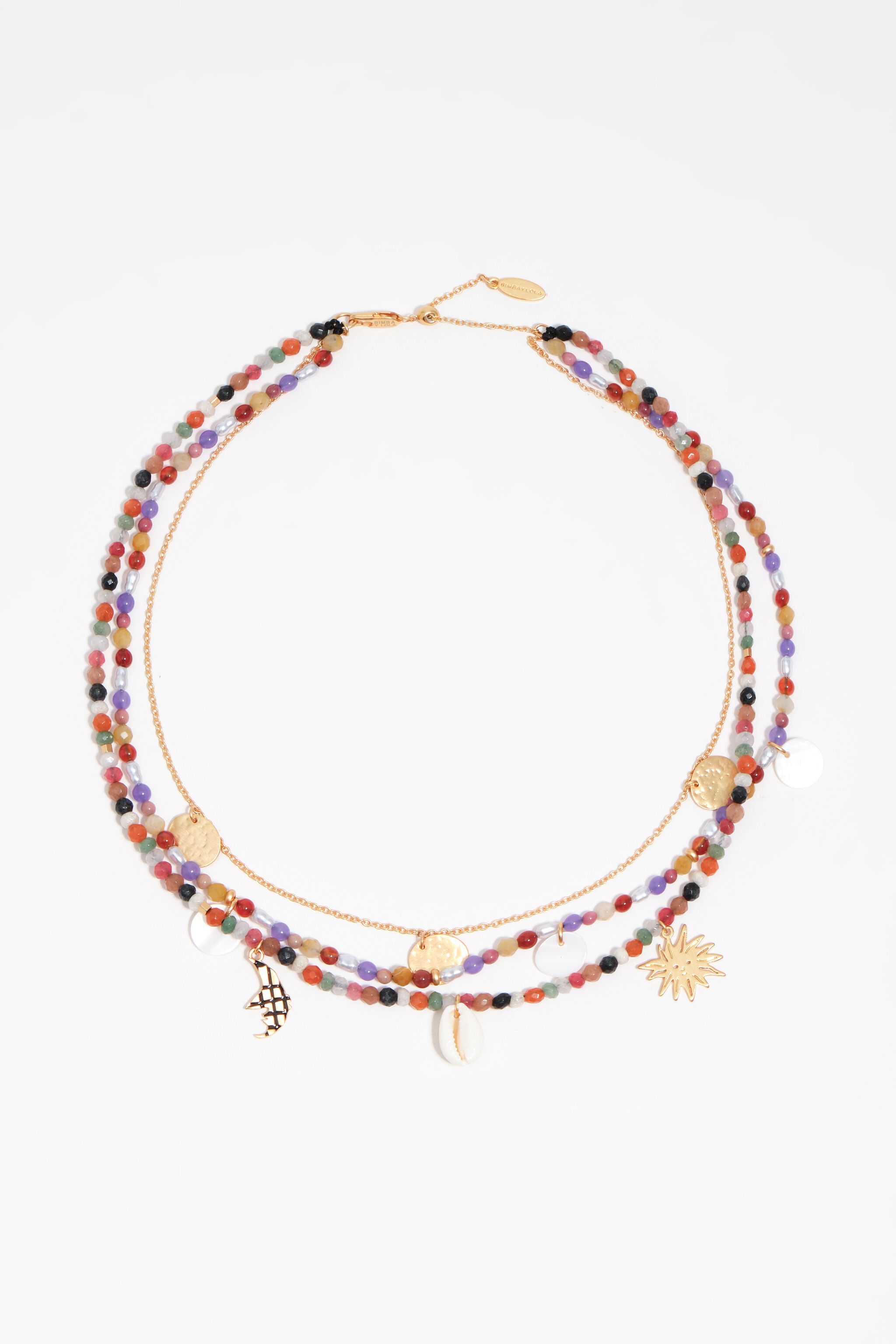 Collar de piedras multicolor con doble capa