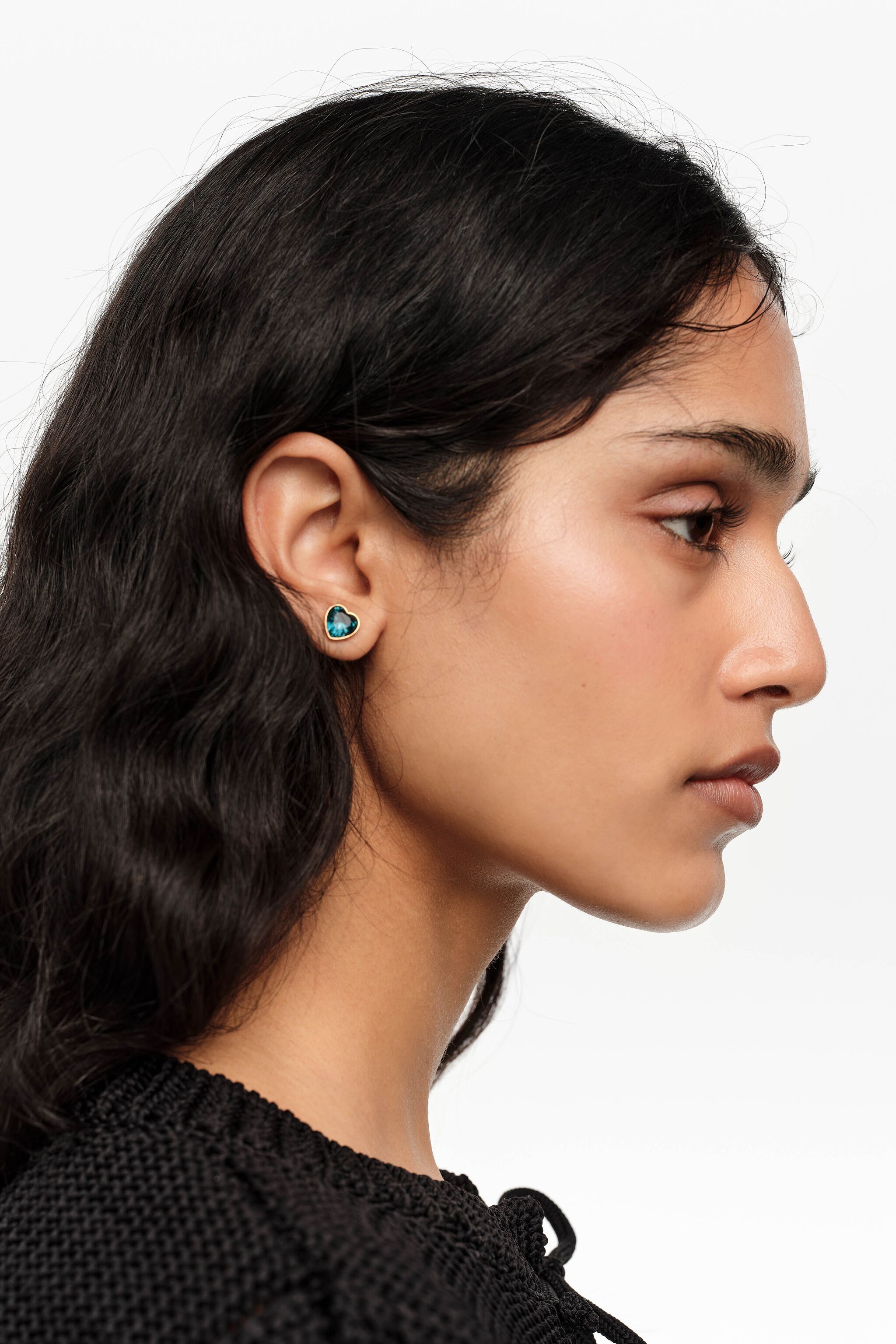 Pendientes de corazón de cristal azul