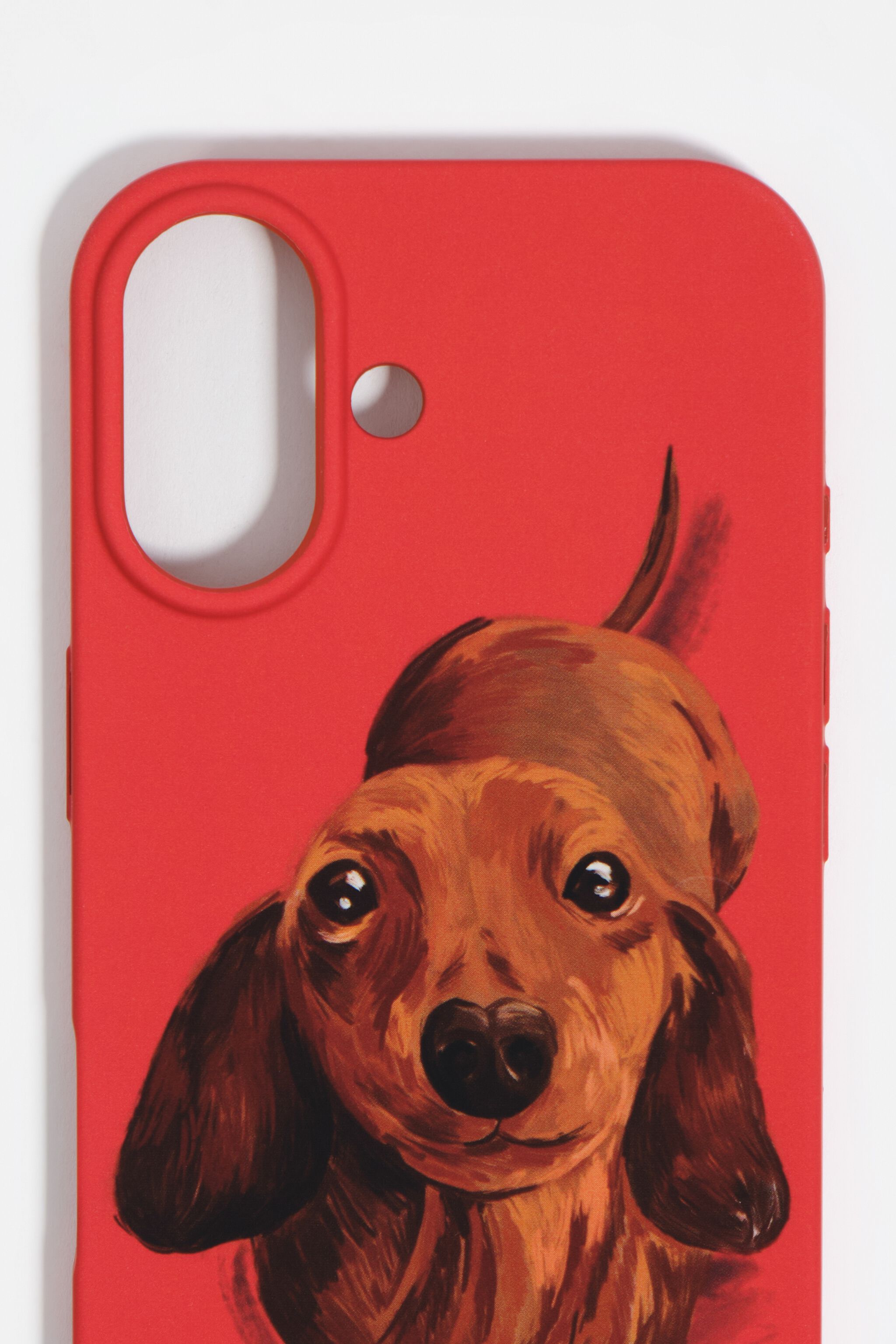 Funda rígida para iPhone 16 de dachshund rojo