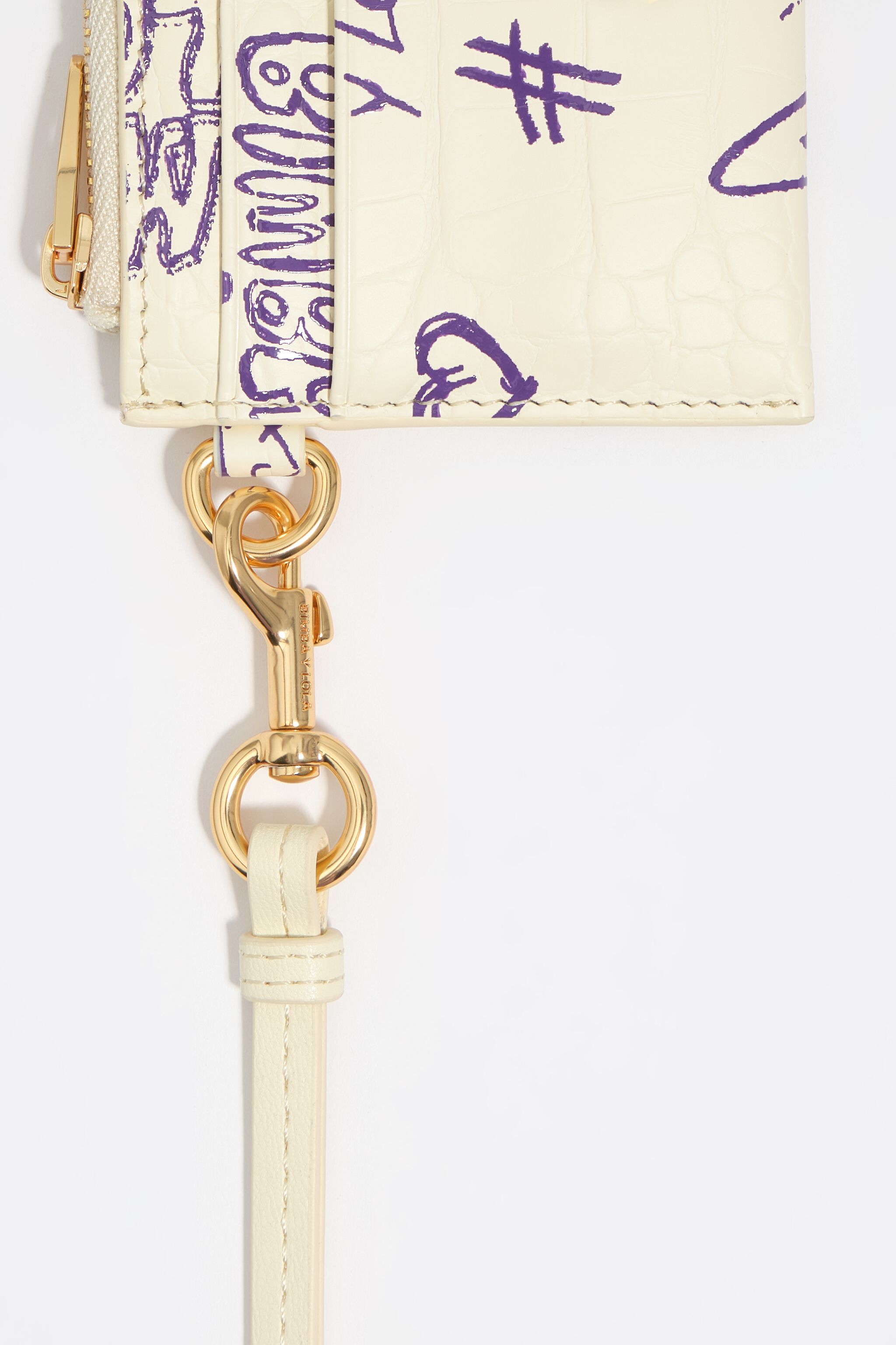 Porta tarjetas/billetera con logotipos de BIMBA amarillos y morados