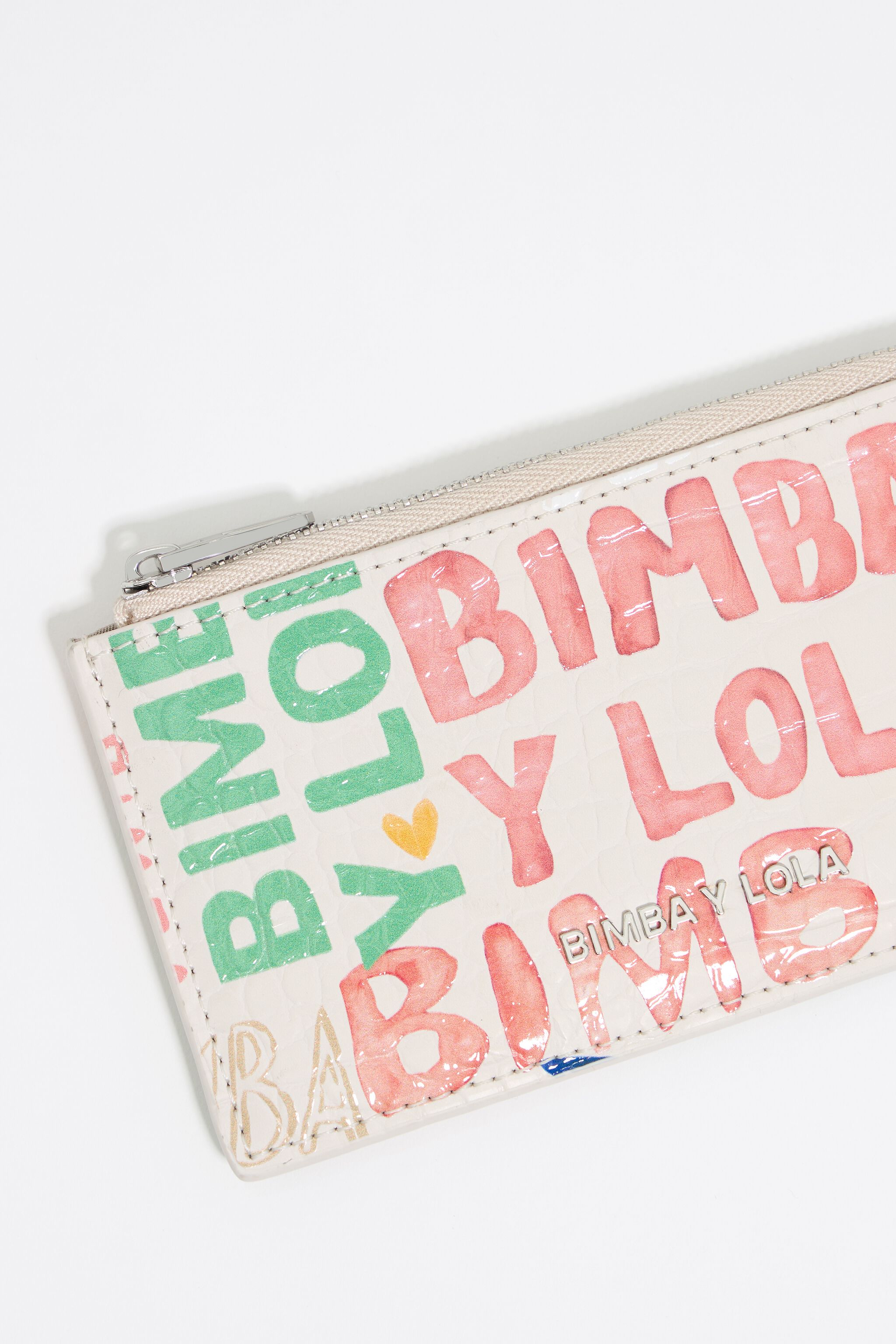 Porta tarjetas/billetera con estampado de logotipo Ivory BIMBA